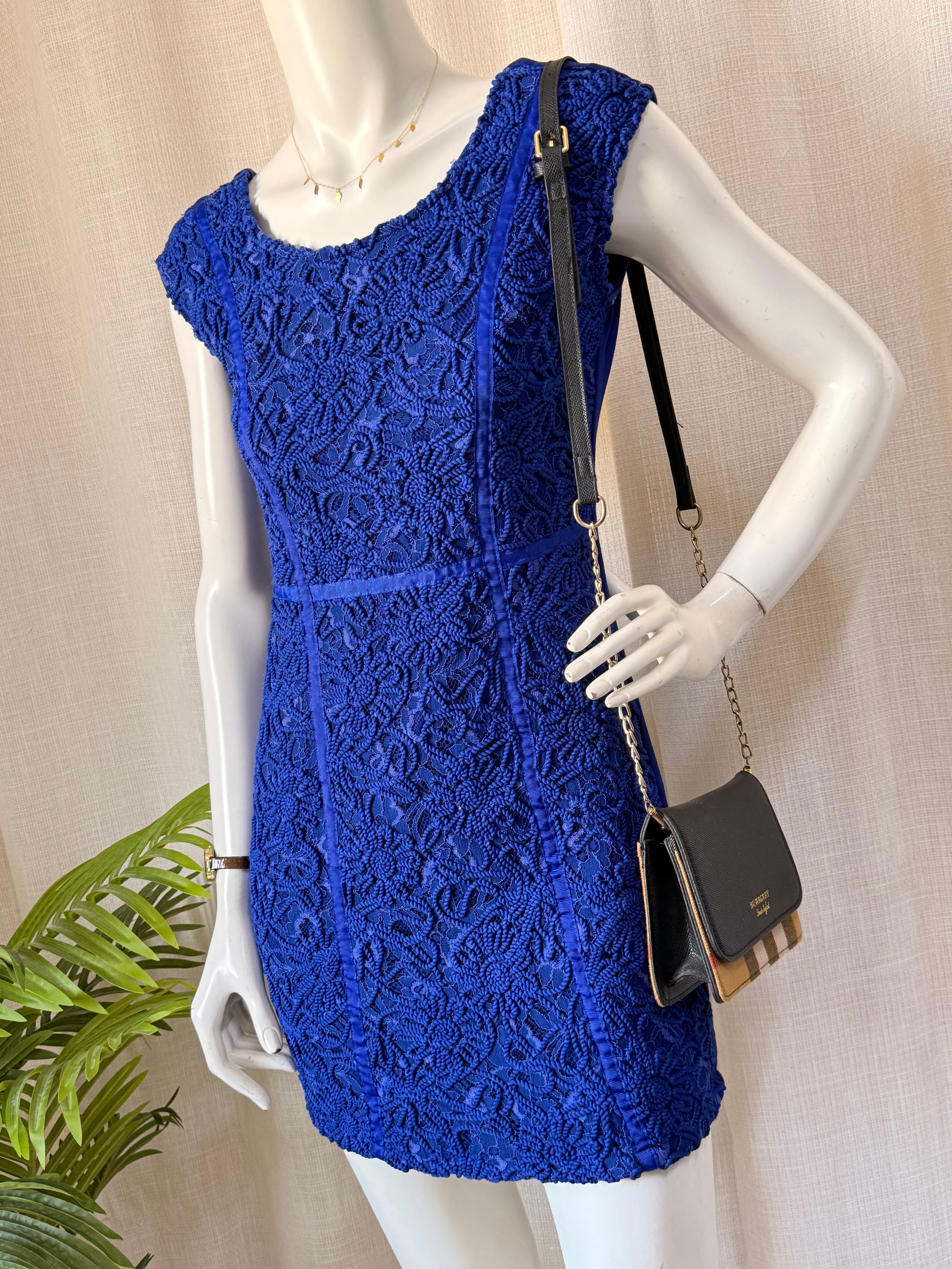 Forntree Spain Royal Blue Lace Overlay Mini Dress
