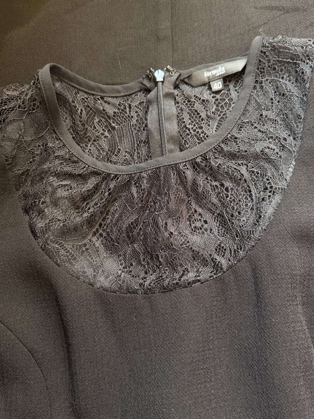 Fórmula Joven Black Lace Illusion Skater Dress Size 40 | Fit and Flare Cocktail Dress