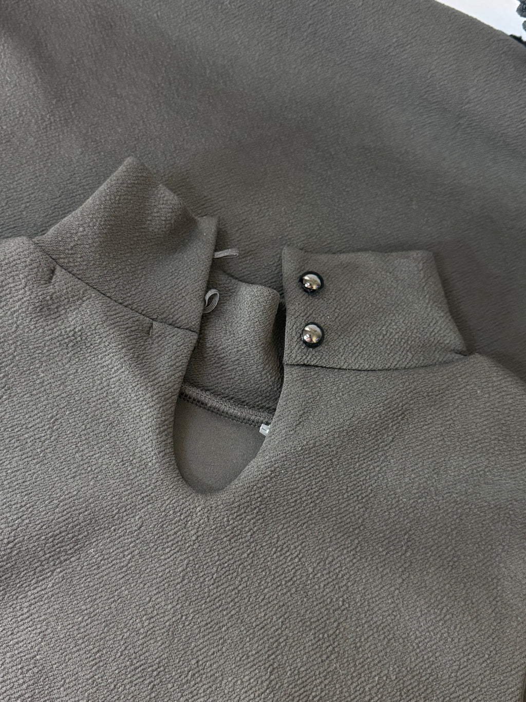 Black High-Neck Layered Lace-Trim Dress | UK 6 (Preloved)