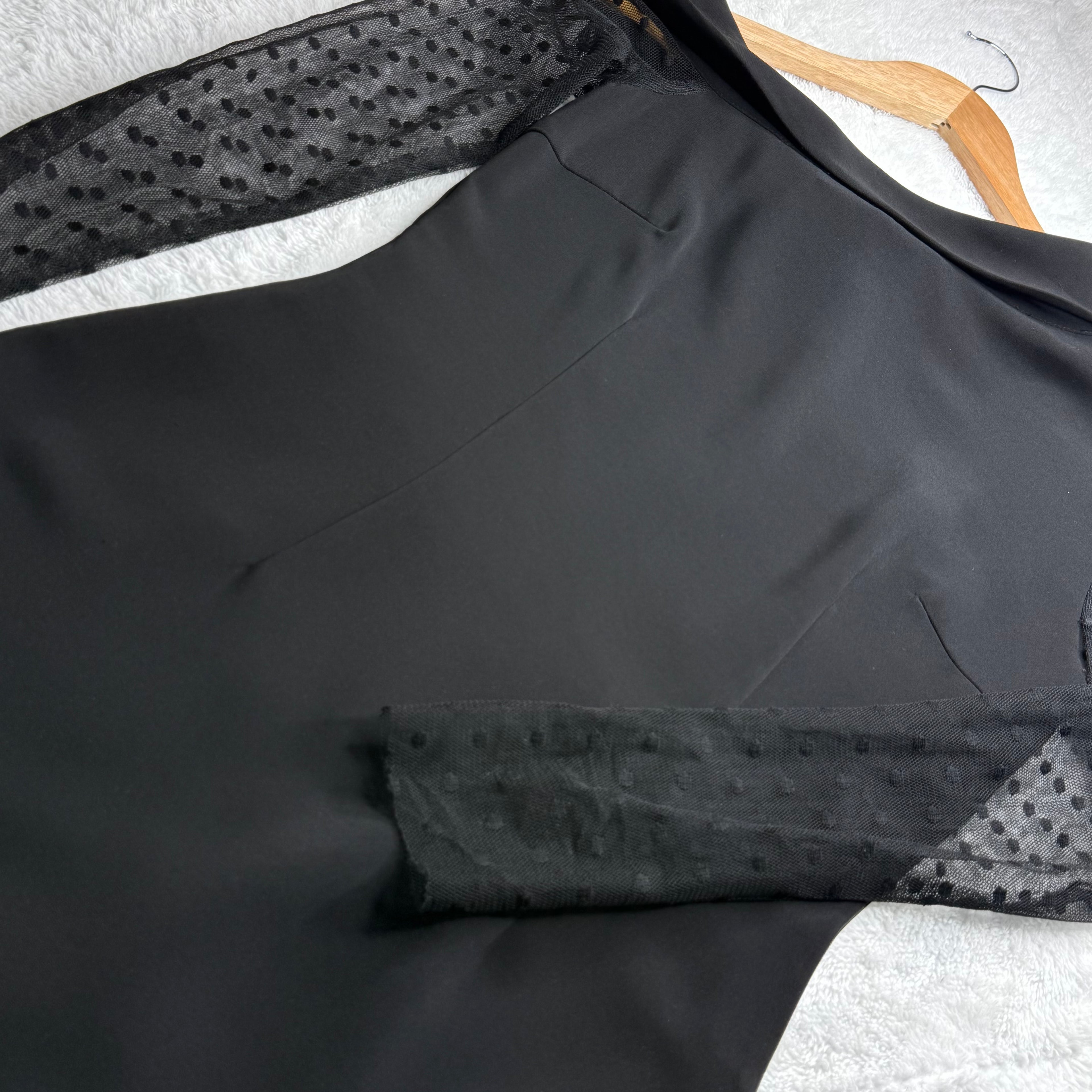 Bianca and Bridgette Black Mini Dress with Mesh Sleeves