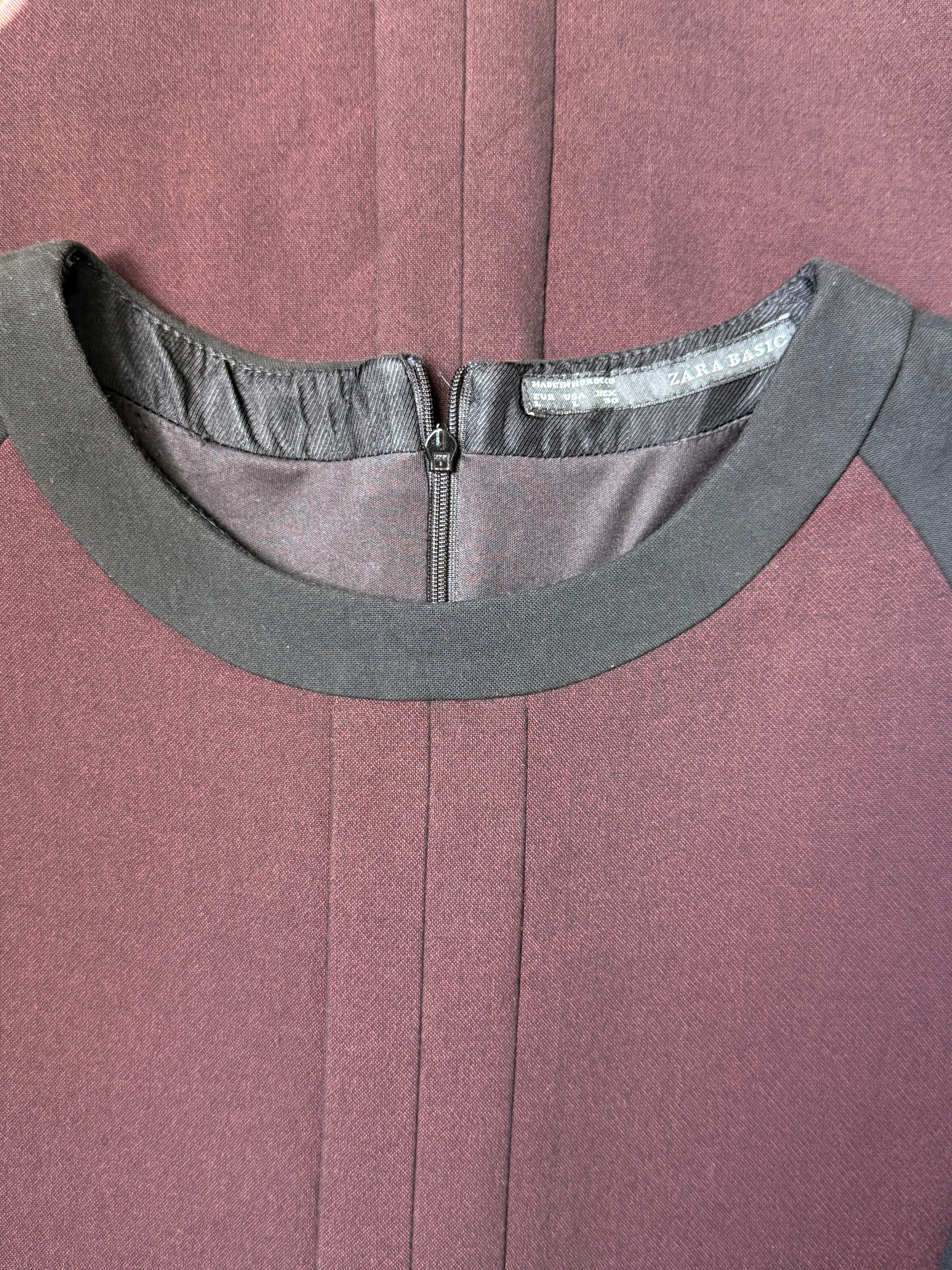 Zara Burgundy & Black Colorblock Mini Dress | Size L
