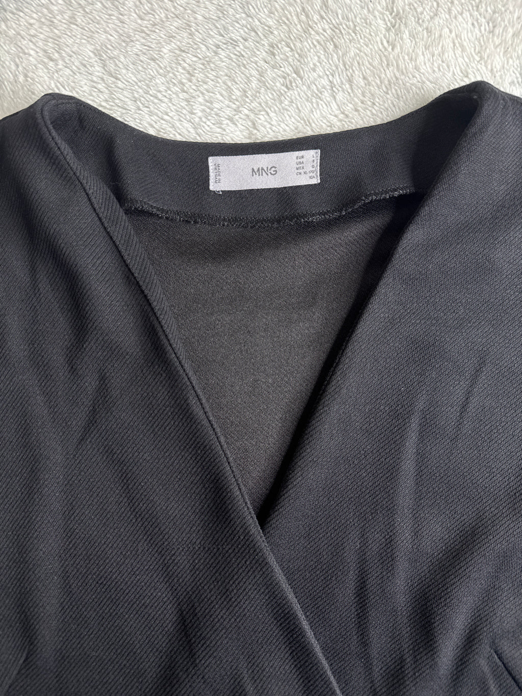 Mango Black Wrap Midi Dress (UK 12 / Large)