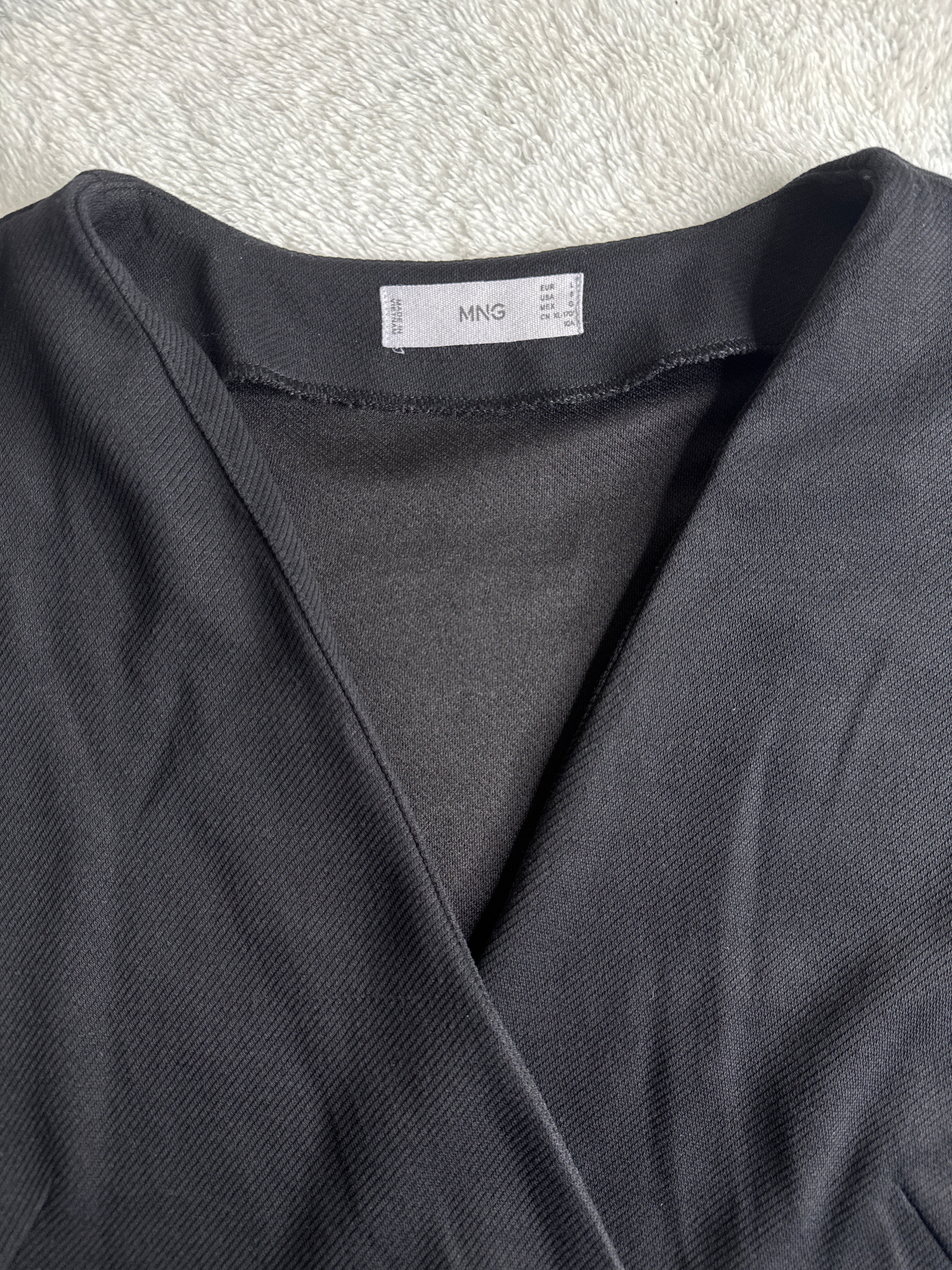 Mango Black Wrap Midi Dress (UK 12 / Large)