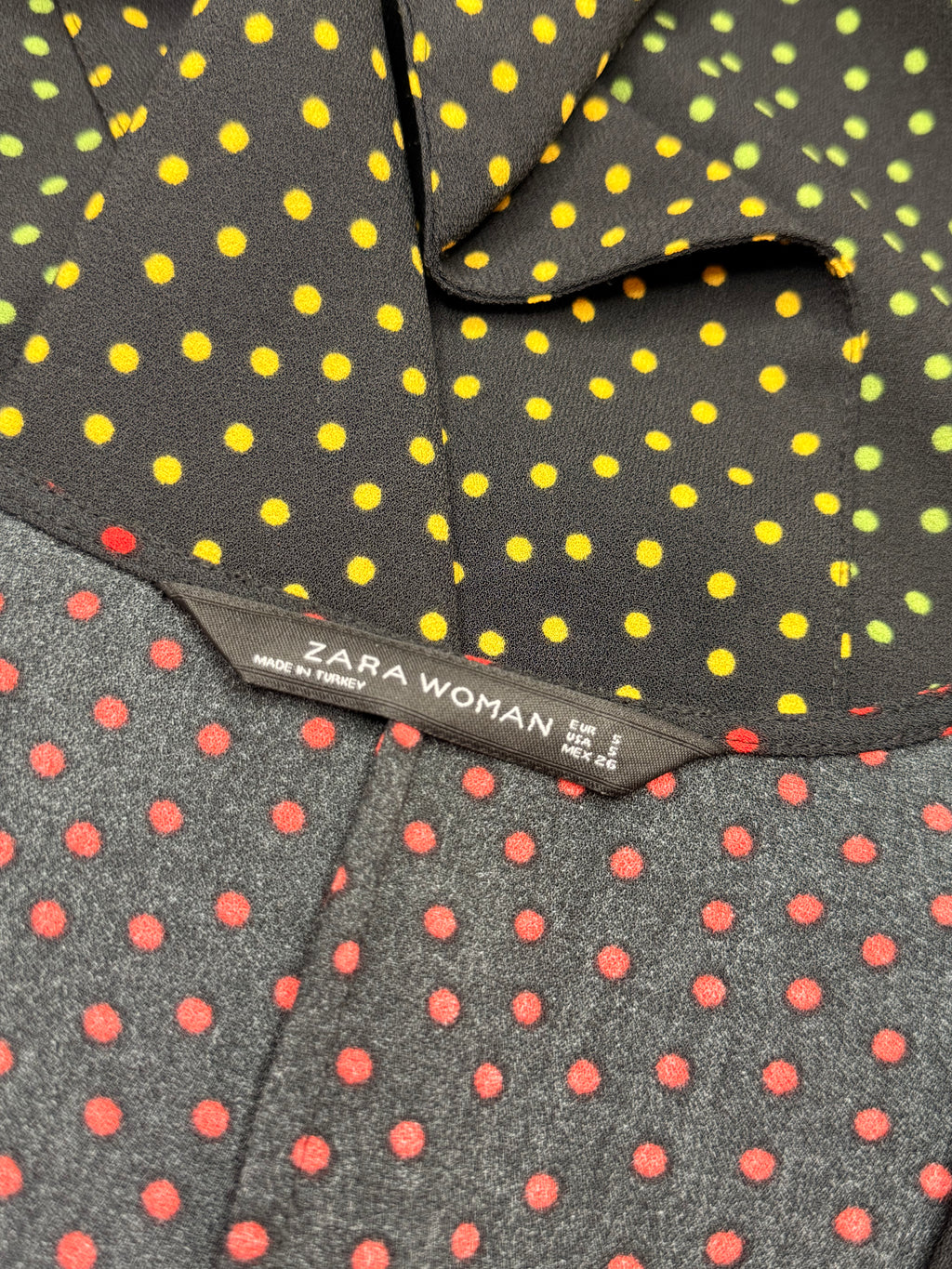Zara Woman Polka Dot Faux Wrap Midi Dress with Waist Tie (Size S)