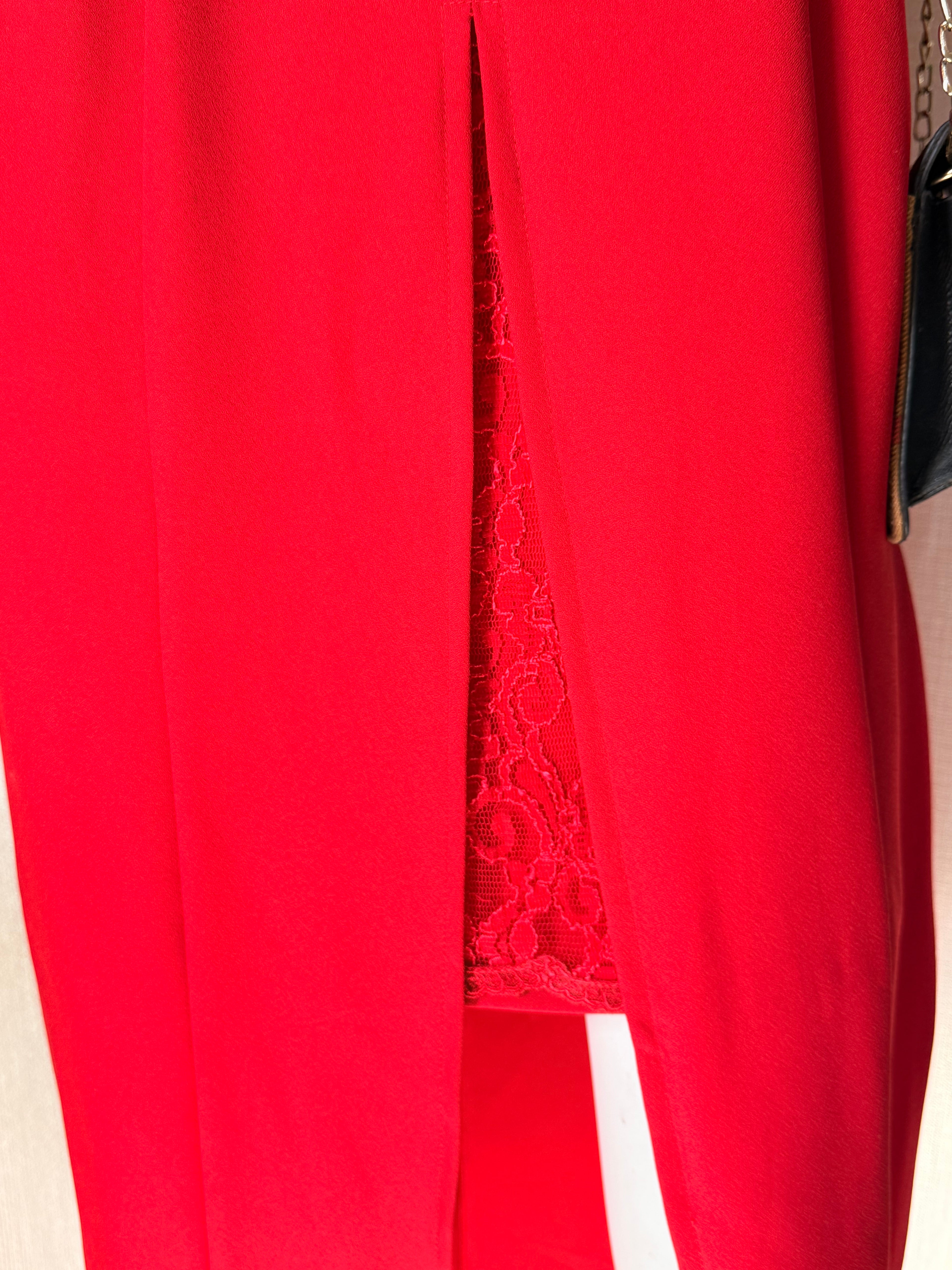 Vintage Lover’s Australia Red Maxi Dress with Lace Underlay - Size M - 90s Formal