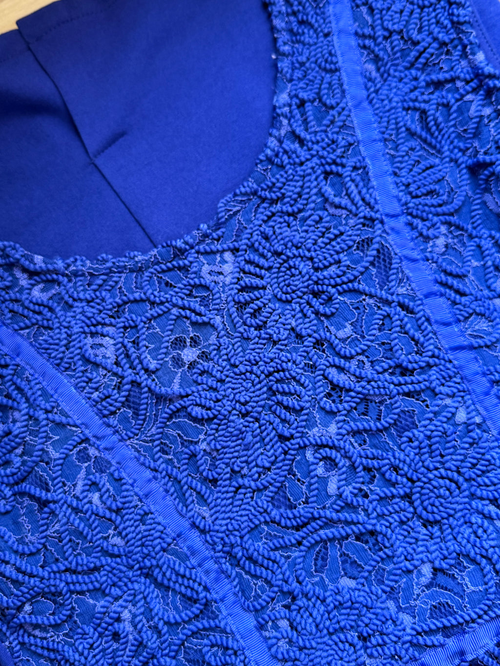 Forntree Spain Royal Blue Lace Overlay Mini Dress