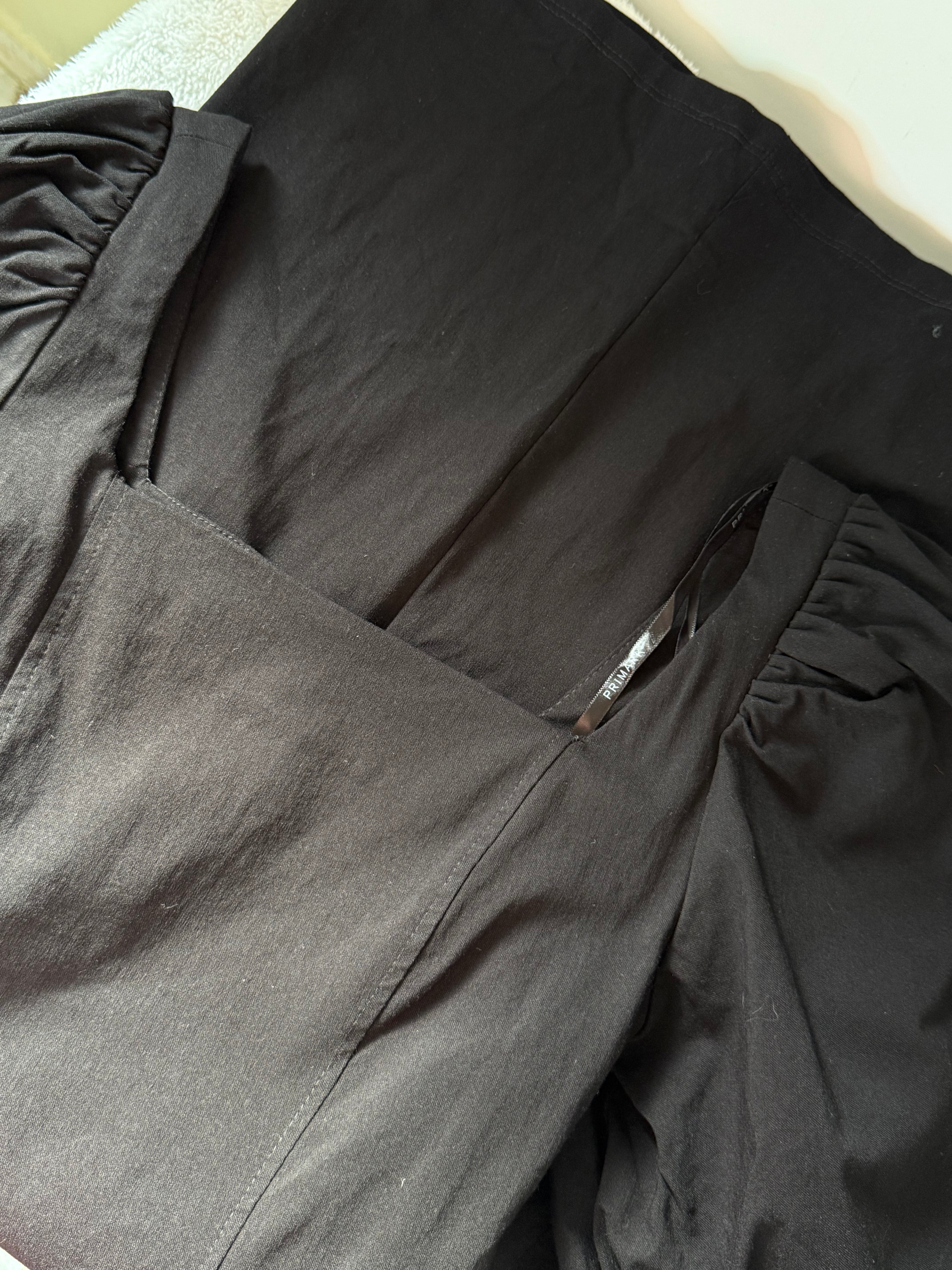 PRIMARK Black Square-Neck Puff-Sleeve Mini Dress | UK 10 (Preloved)