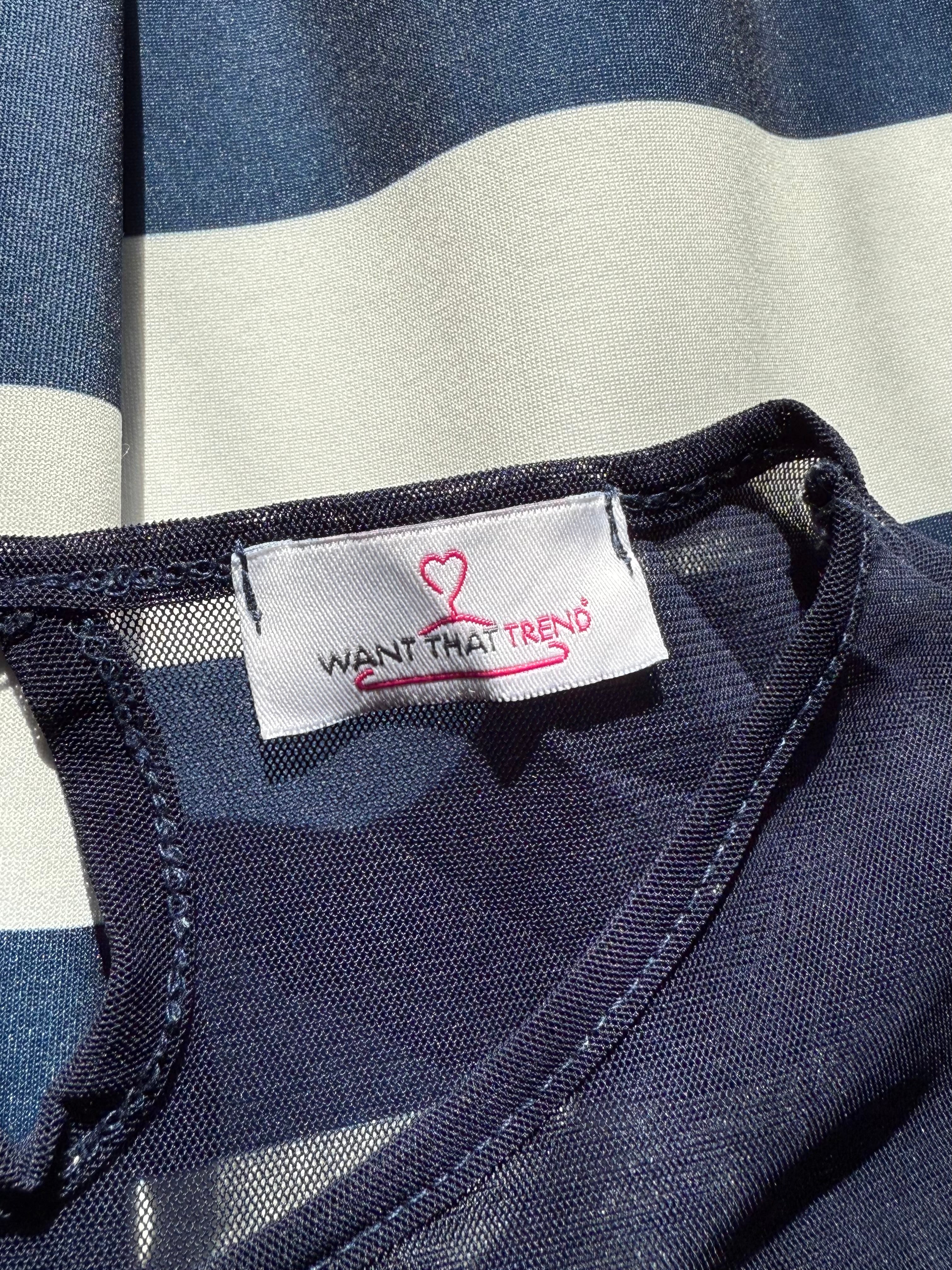 'WANT THAT TREND' Navy & White Stripe Skater Dress (15 AED) - Preloved