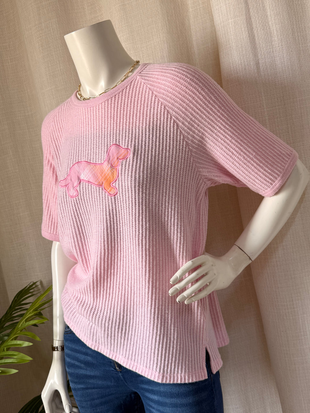 Peter Alexander Pink Waffle Knit Tee | Small