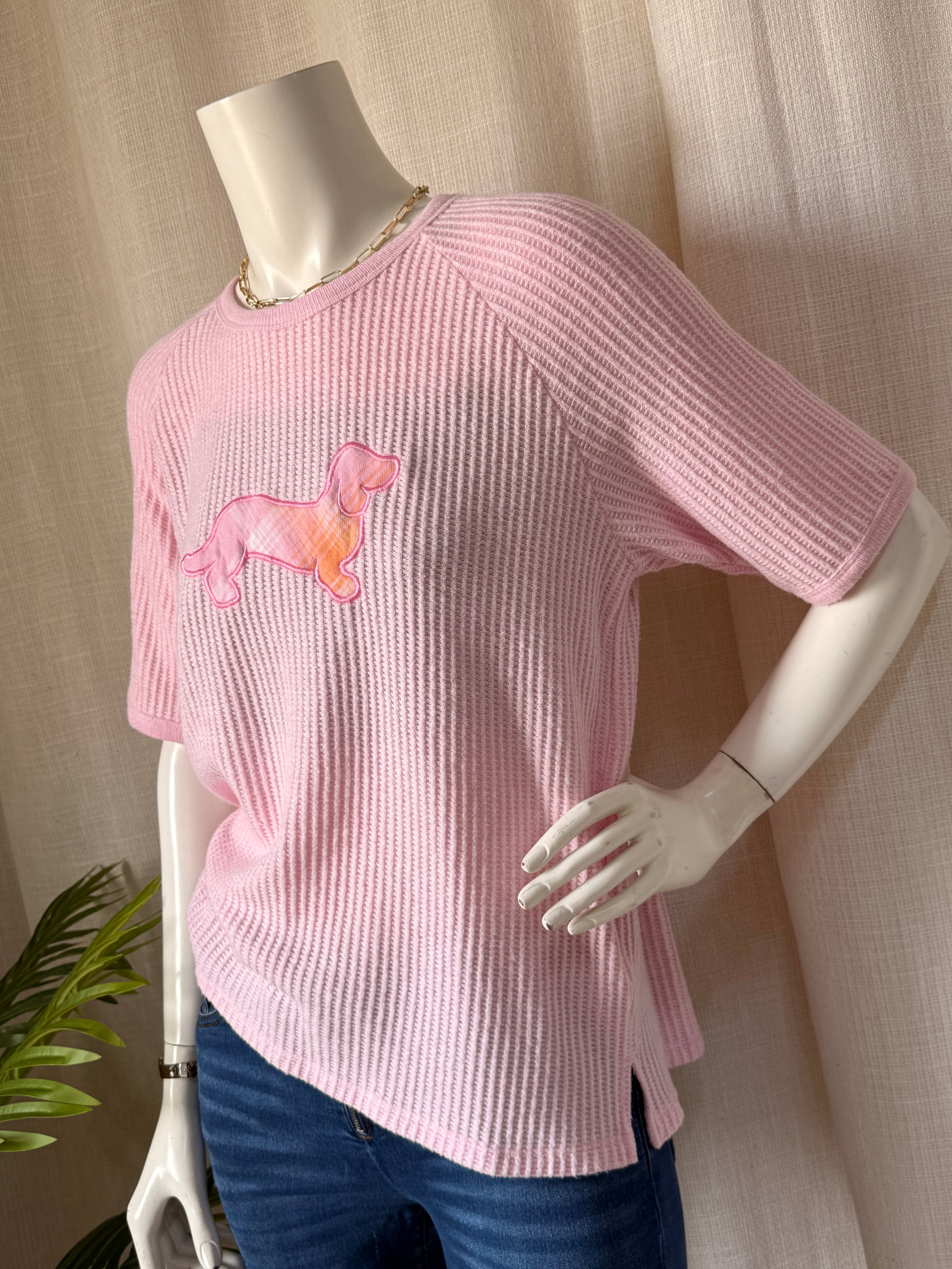 Peter Alexander Pink Waffle Knit Tee | Small