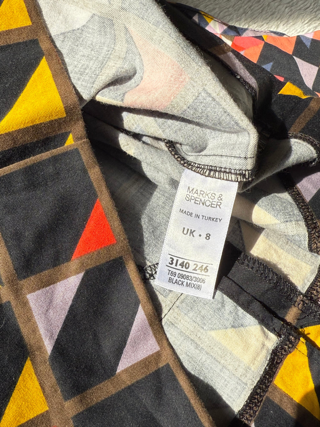 Marks & Spencer Geometric Print Mini Dress - Multi-Color, UK 8 - Preloved