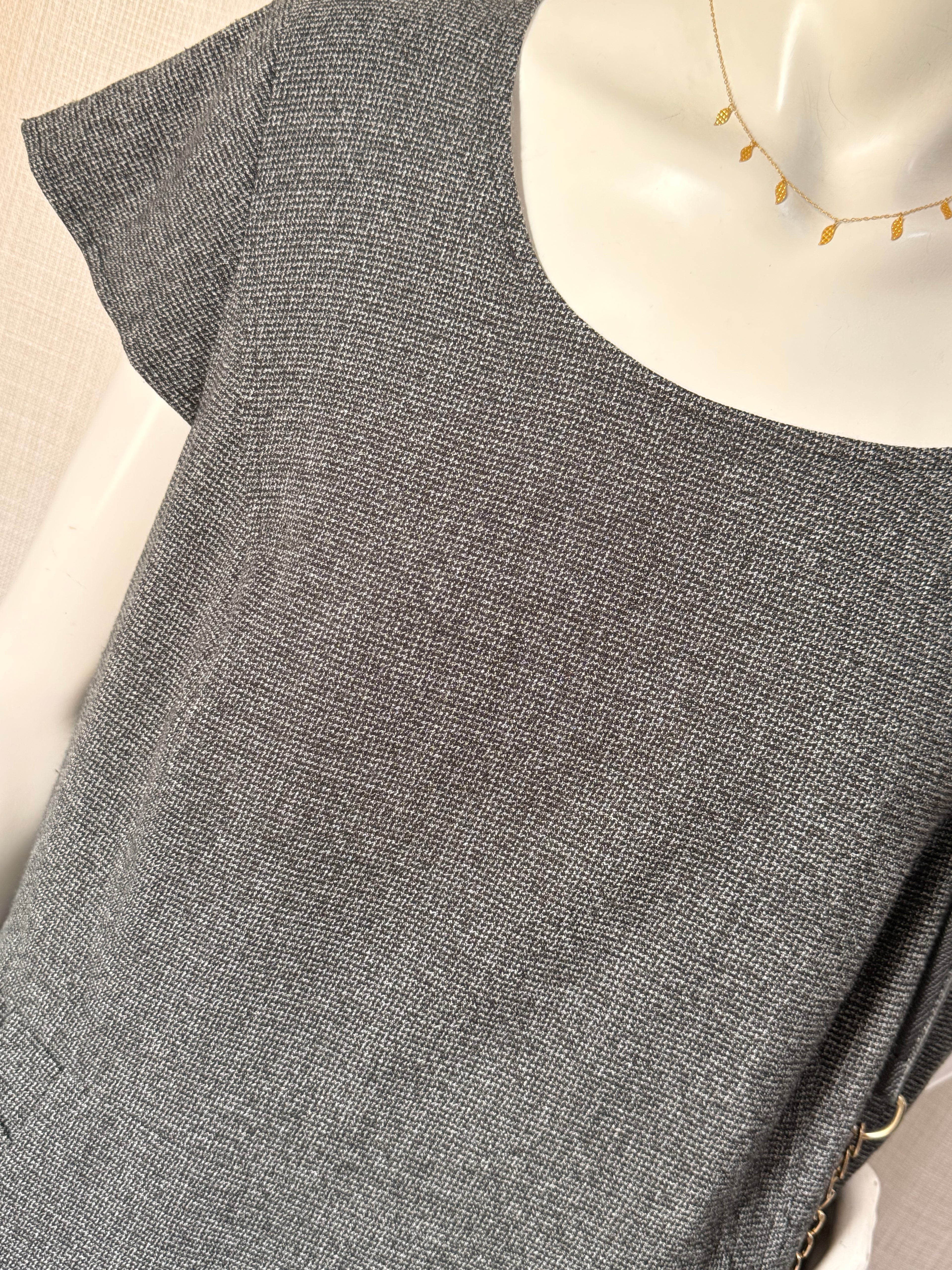 Papaya Grey Textured Shift Dress with Pockets – UK 20 | Plus Size | Office Wear