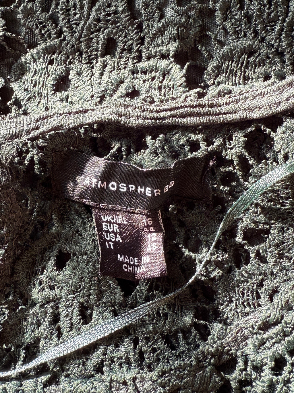 ATMOSPHERE Green Lace Shift Dress | UK 16