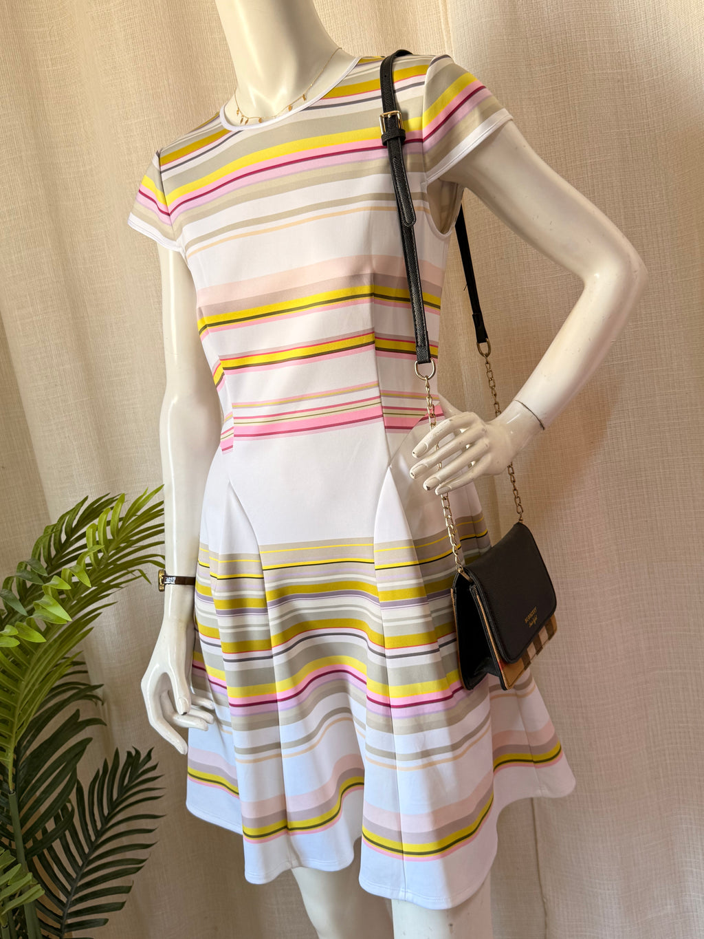 Legit Authentic Ted Baker "Sew in Love" Striped Fit & Flare Skater Dress (Size 2 / UK 10)