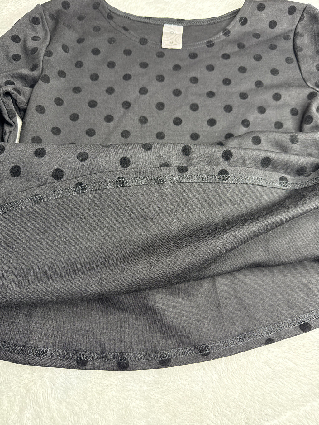 Polka Dot Long-Sleeve Mini Dress (16 / Medium)