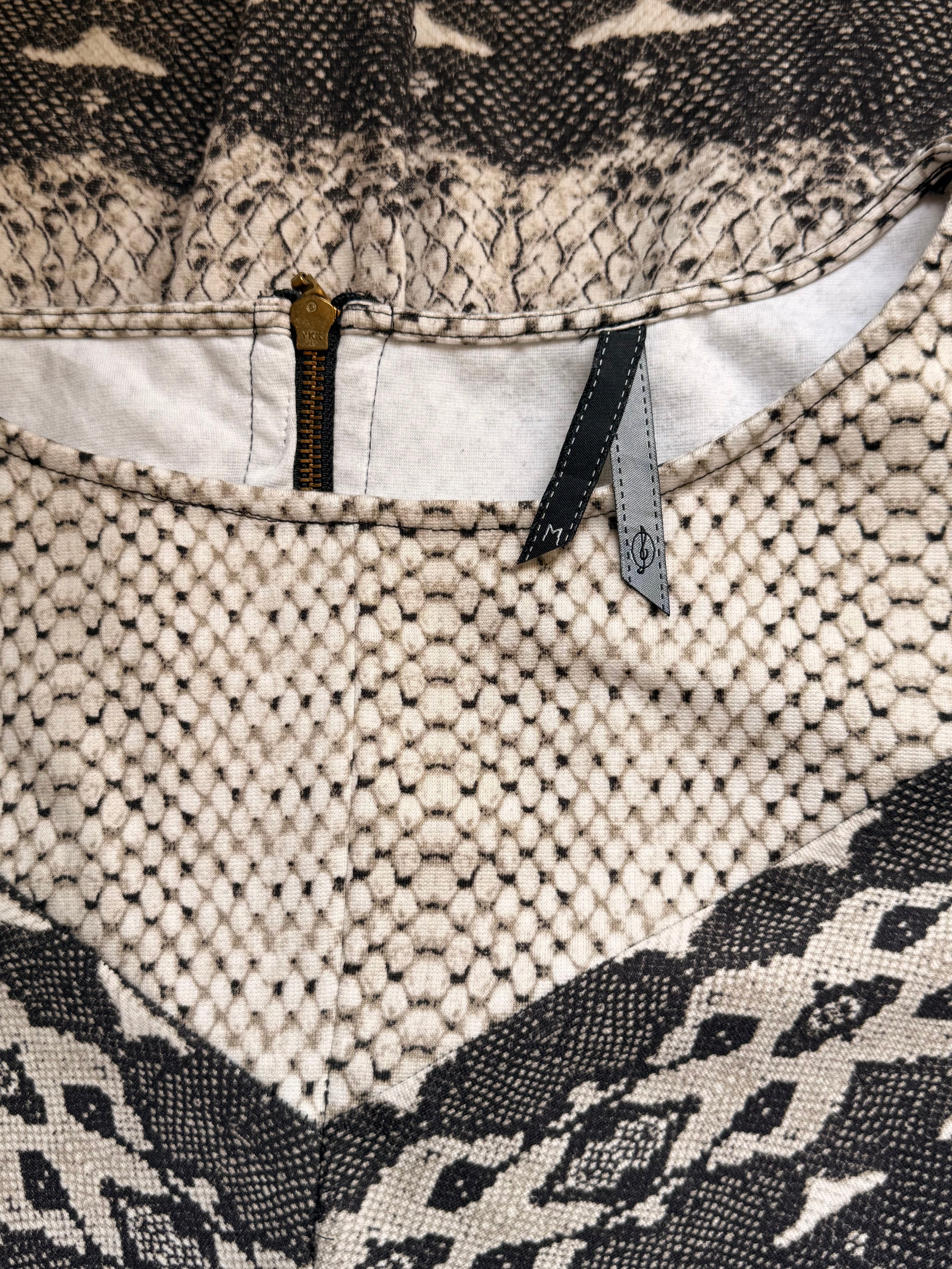 Stradivarius Snakeskin Print Chevron Mini Dress – Size M
