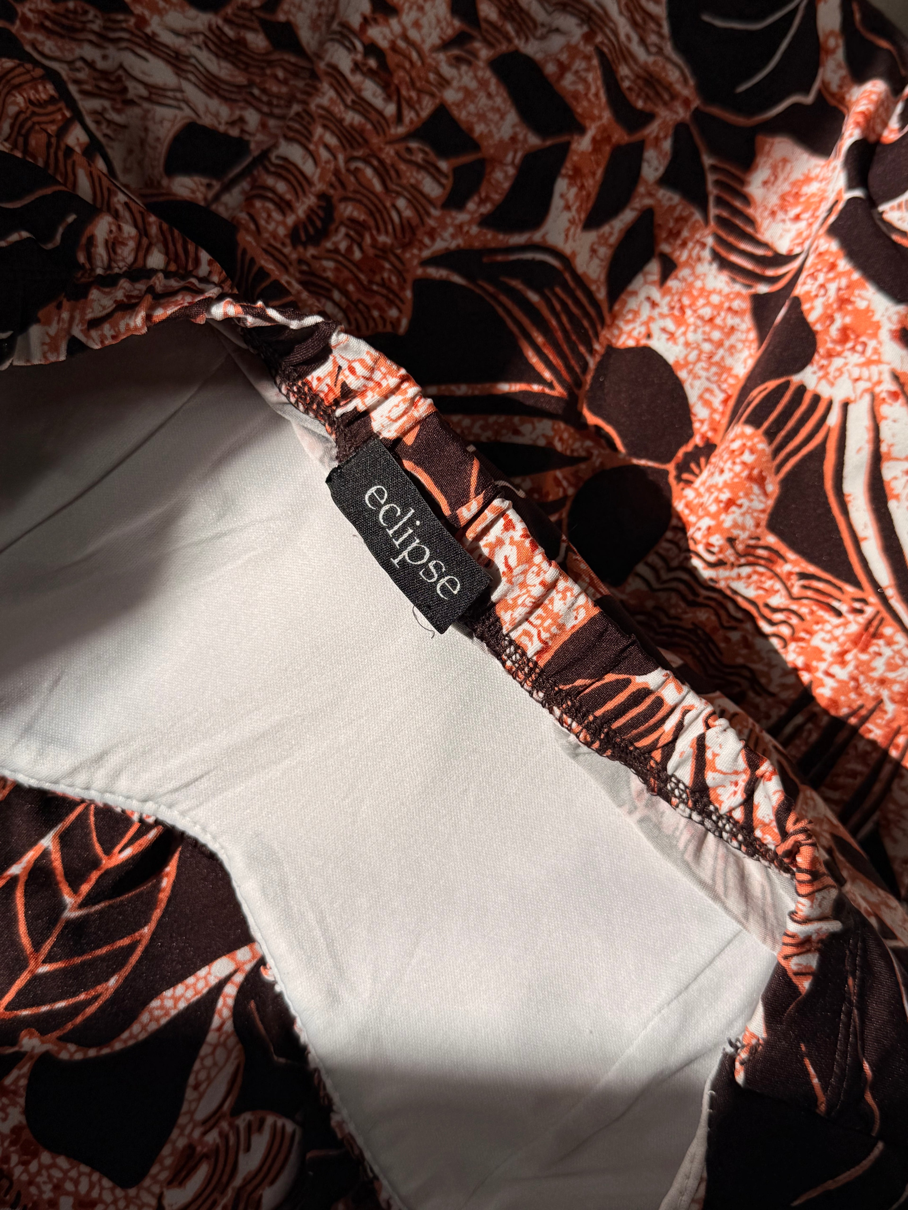 Eclipse Boho Floral Strapless Dress | Earthy Orange Ruched Bust | Size M/L