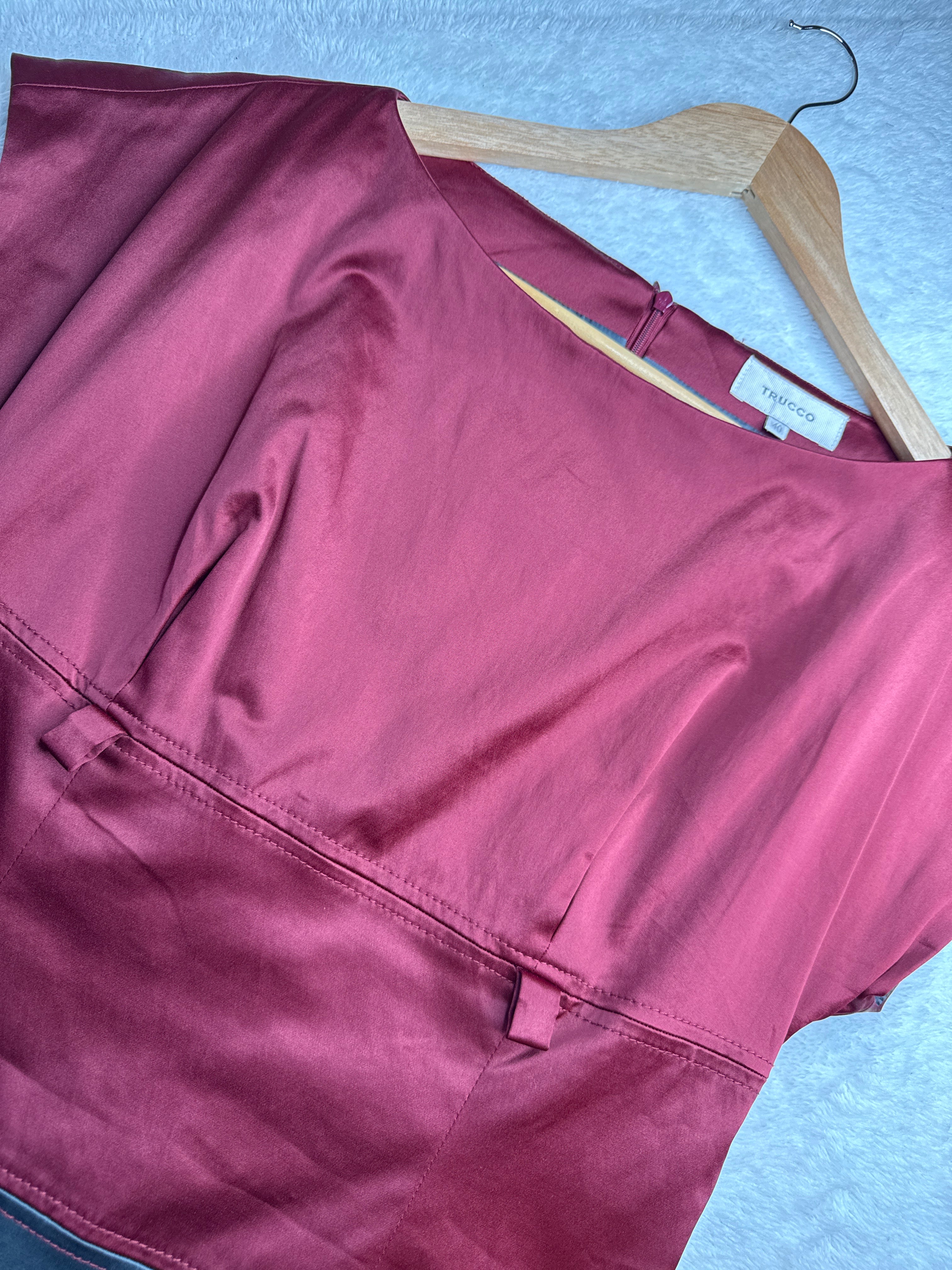 Trucco Maroon & Gray Color-Block Dress (EU 40 / Large)