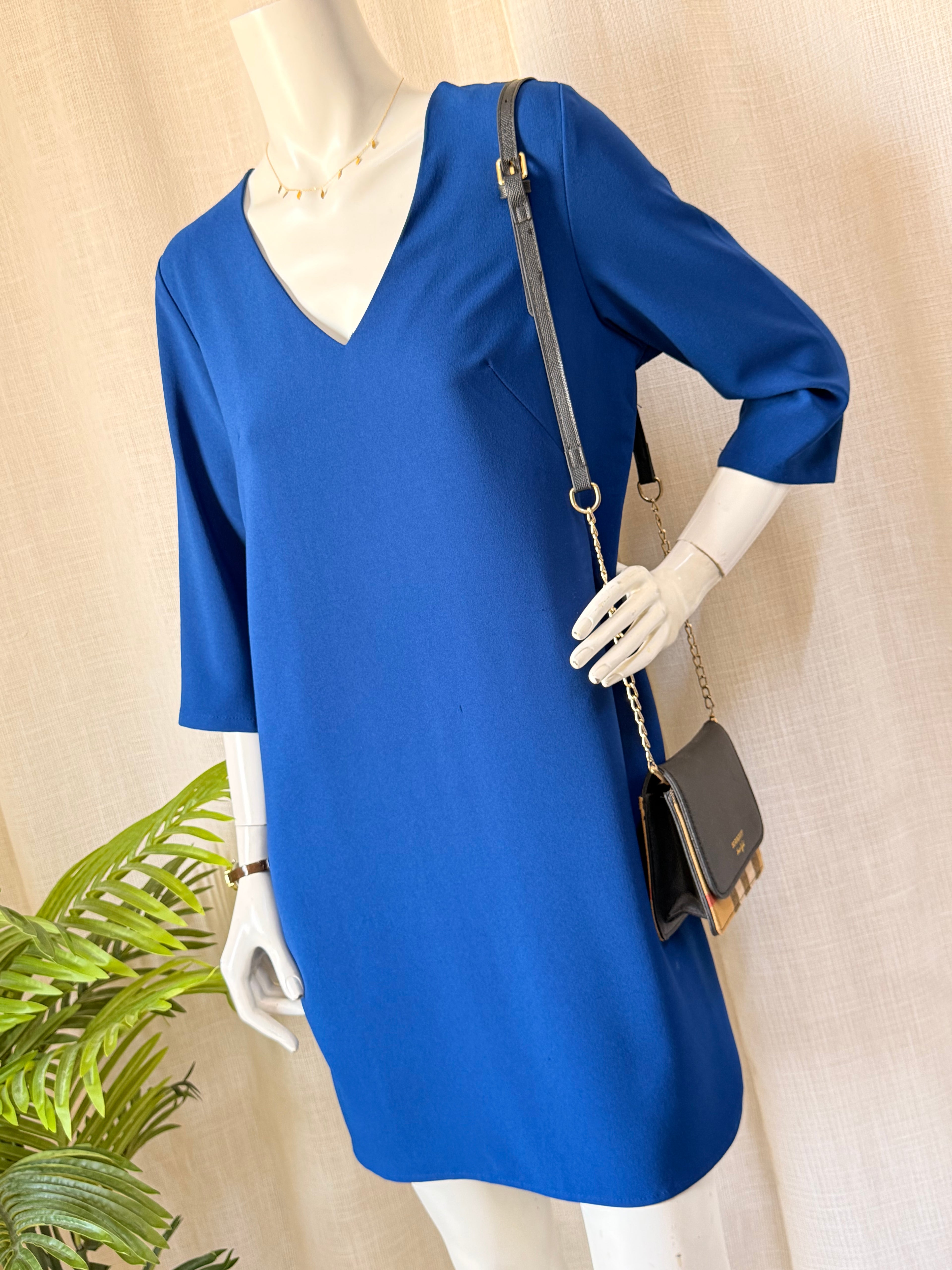 Roulette Royal Blue V-Neck Shift Dress