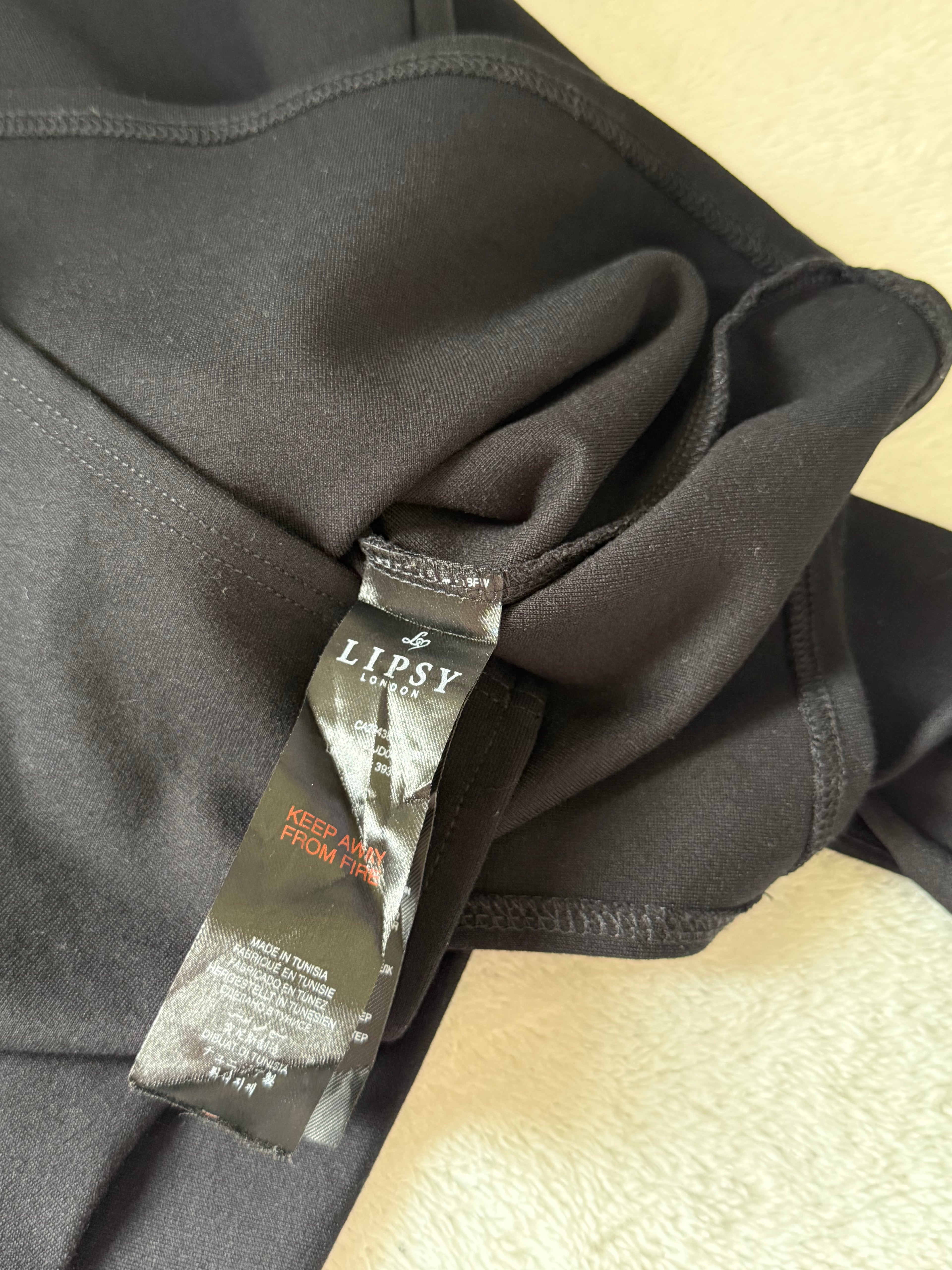 Lipsy London Black Off-Shoulder Dress with Faux Leather Detail | UK 10 (Preloved)