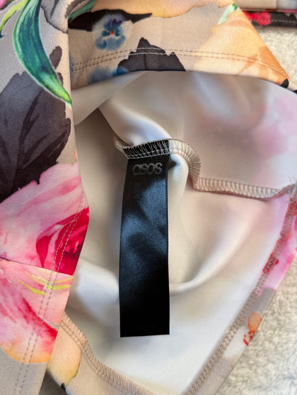 ASOS Floral Print Cowl Neck Bodycon Dress | UK 4 (Extra Small)