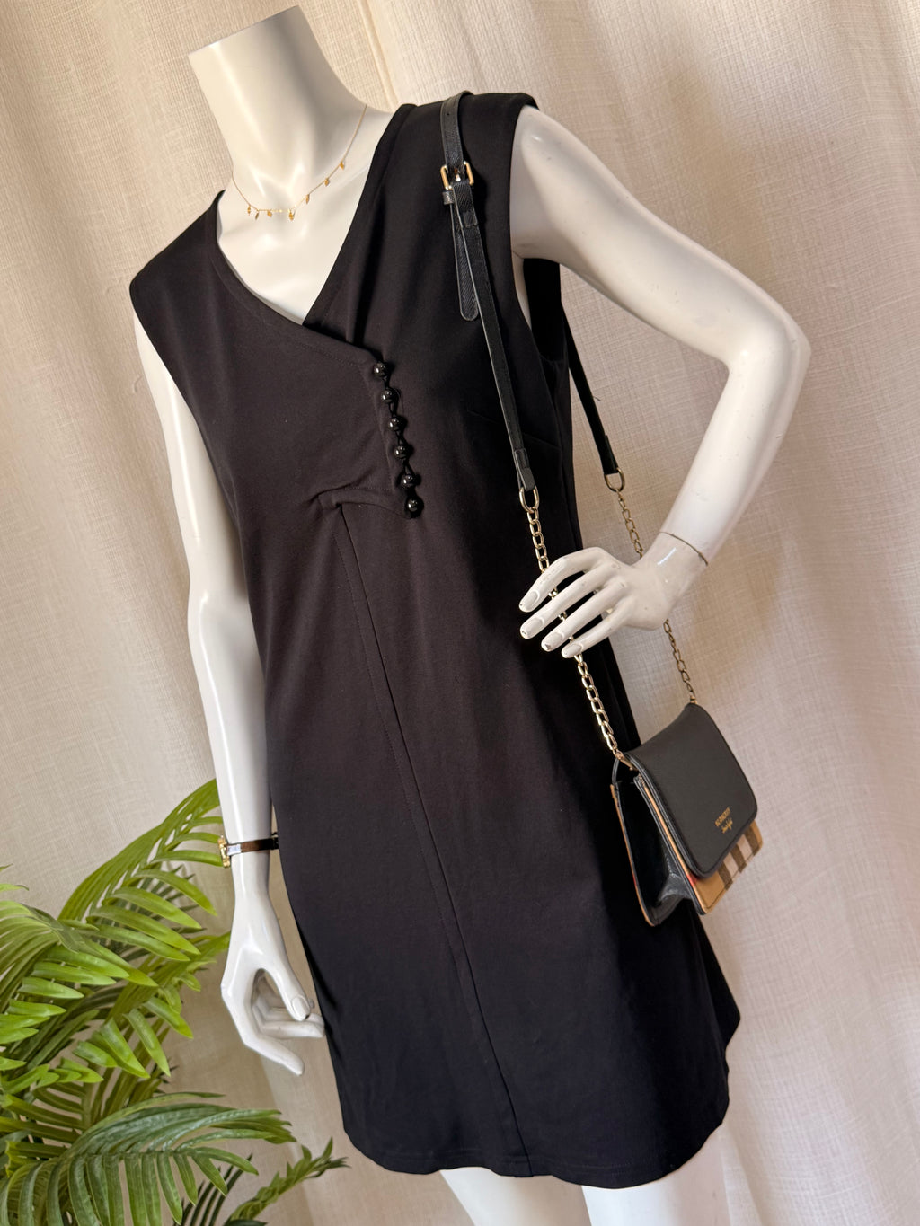 Vero Moda Asymmetric Button Detail Sleeveless Dress (Size L)