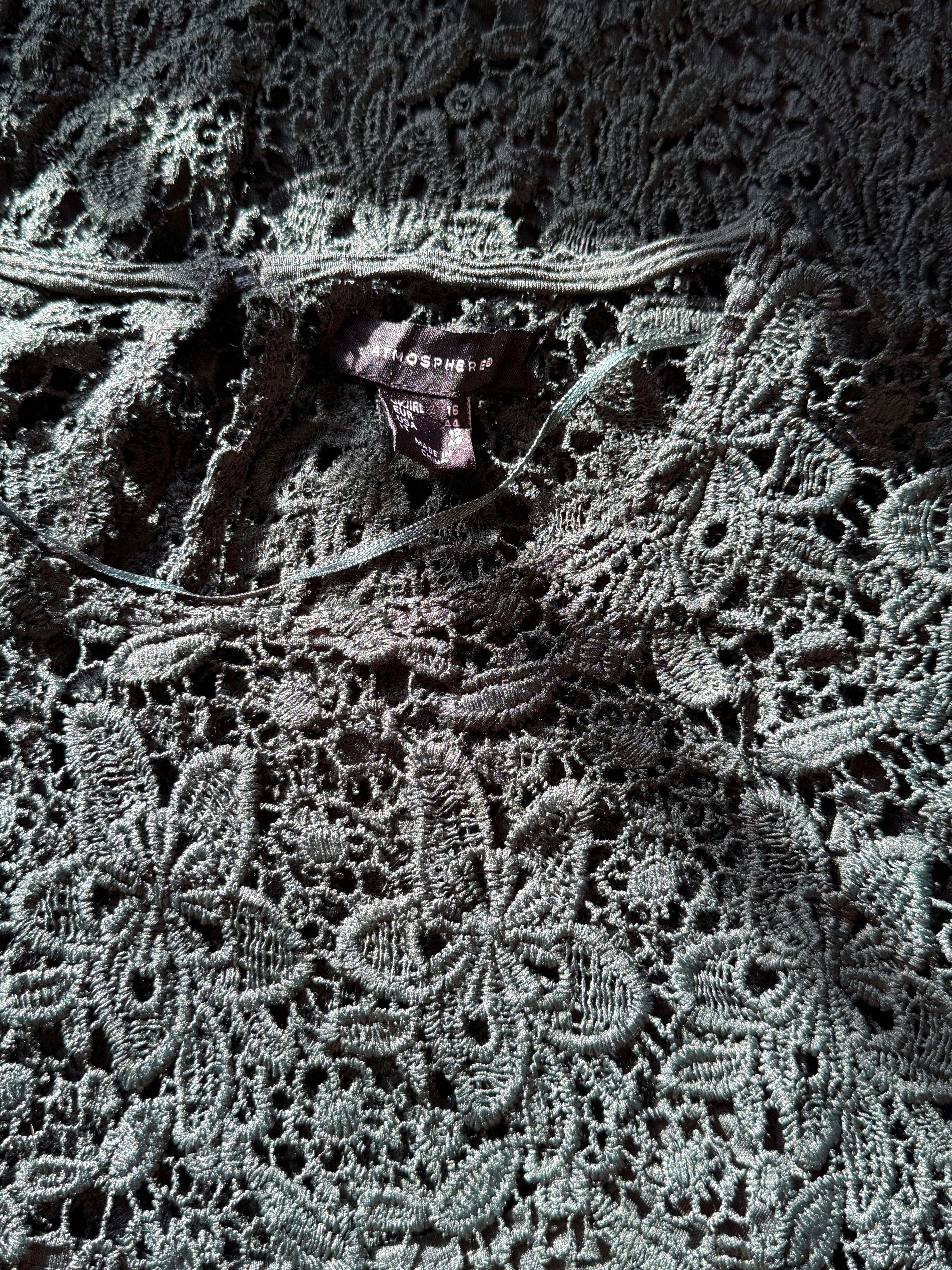 ATMOSPHERE Green Lace Shift Dress | UK 16