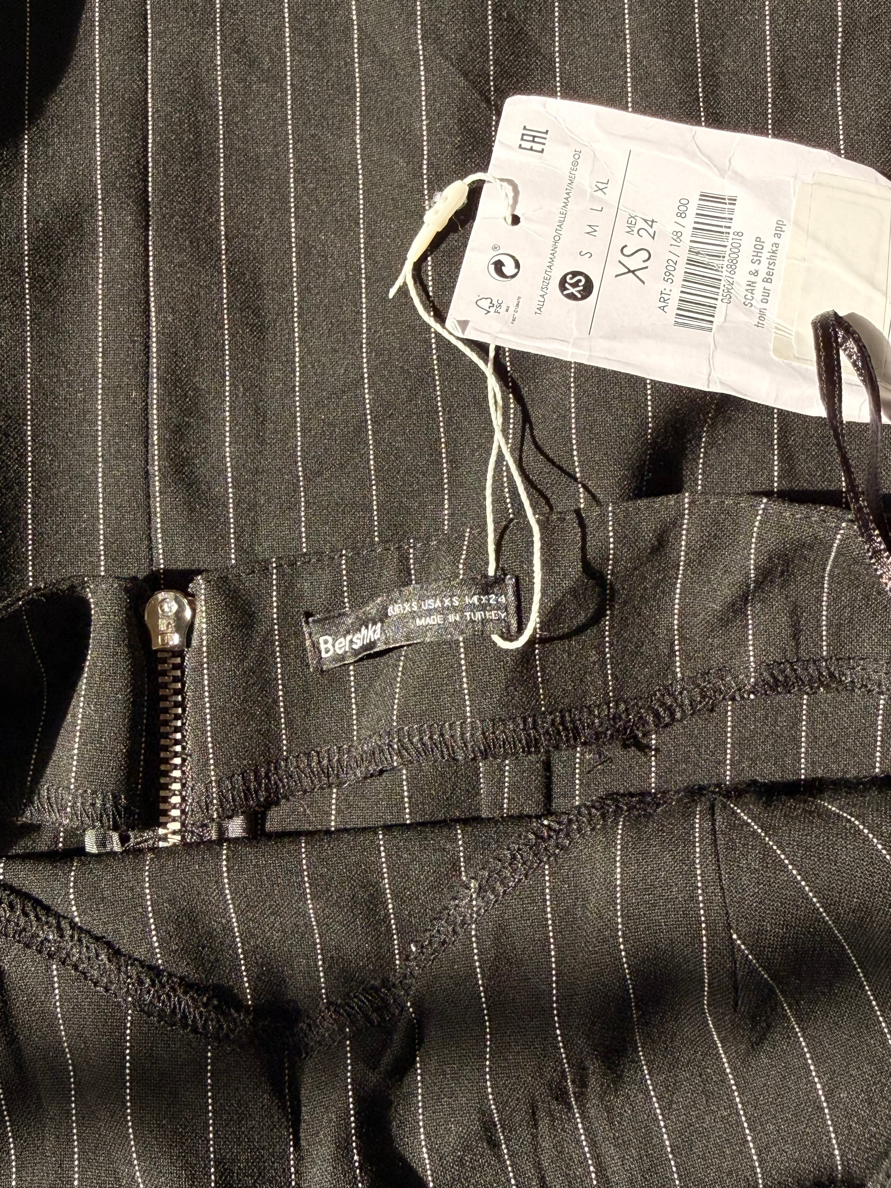 Bershka Black Pinstripe Bandeau Mini Dress | Size XS | UAE | NWT