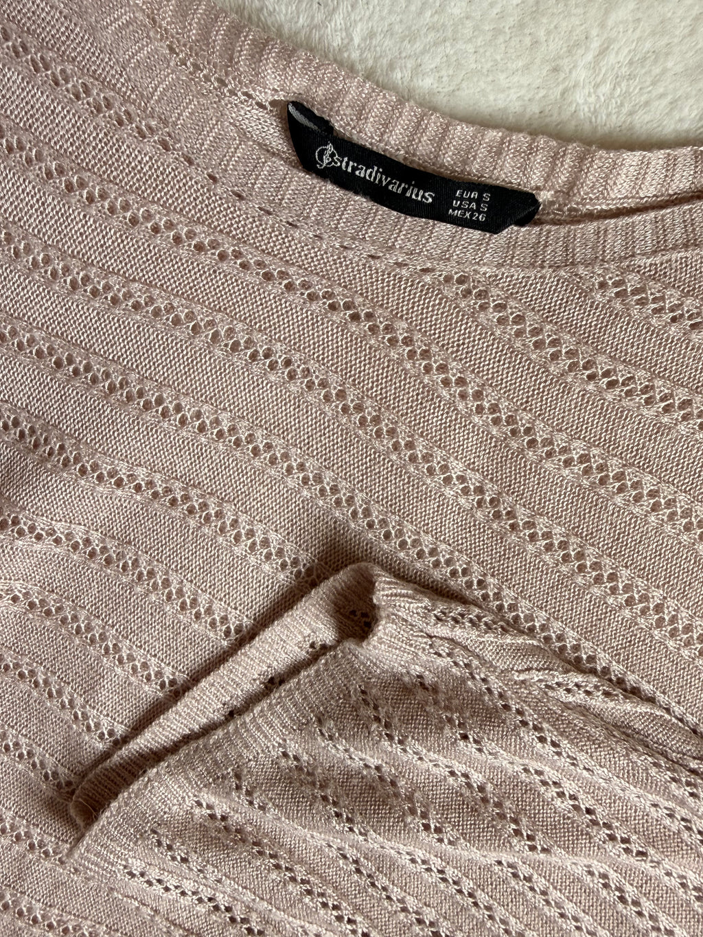 Stradivarius Blush Pointelle Batwing Knit | EUR S
