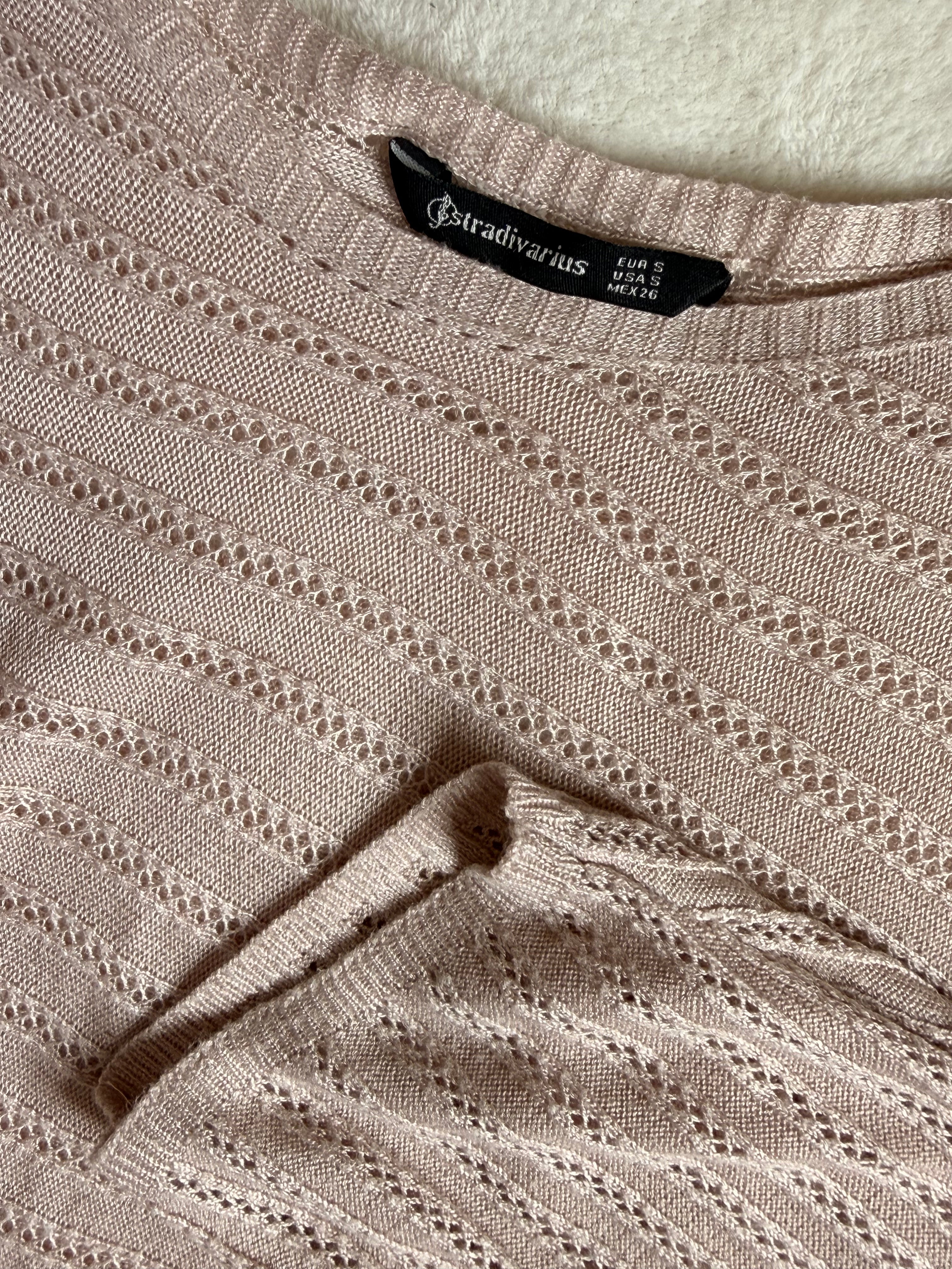 Stradivarius Blush Pointelle Batwing Knit | EUR S