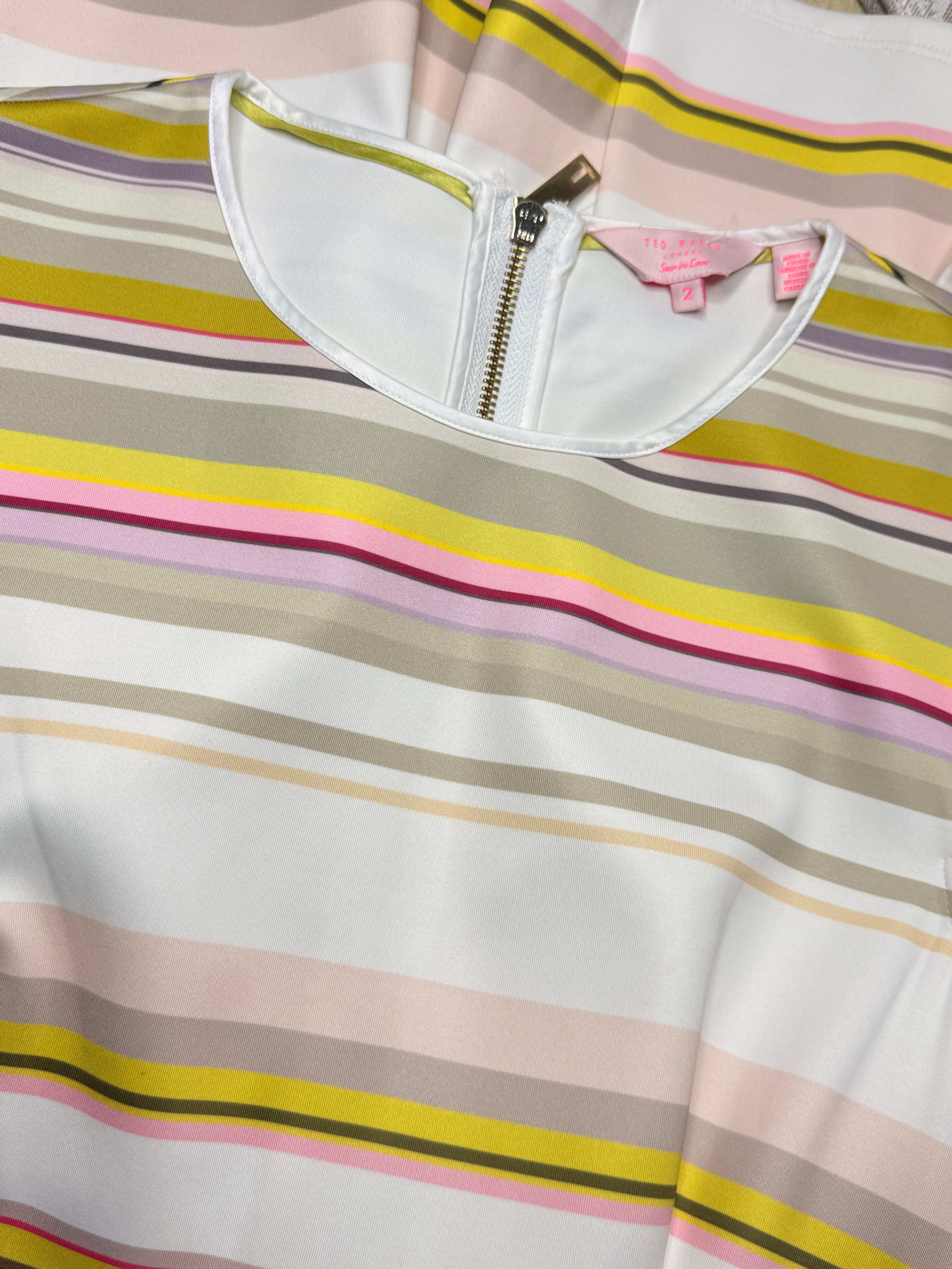 Legit Authentic Ted Baker "Sew in Love" Striped Fit & Flare Skater Dress (Size 2 / UK 10)