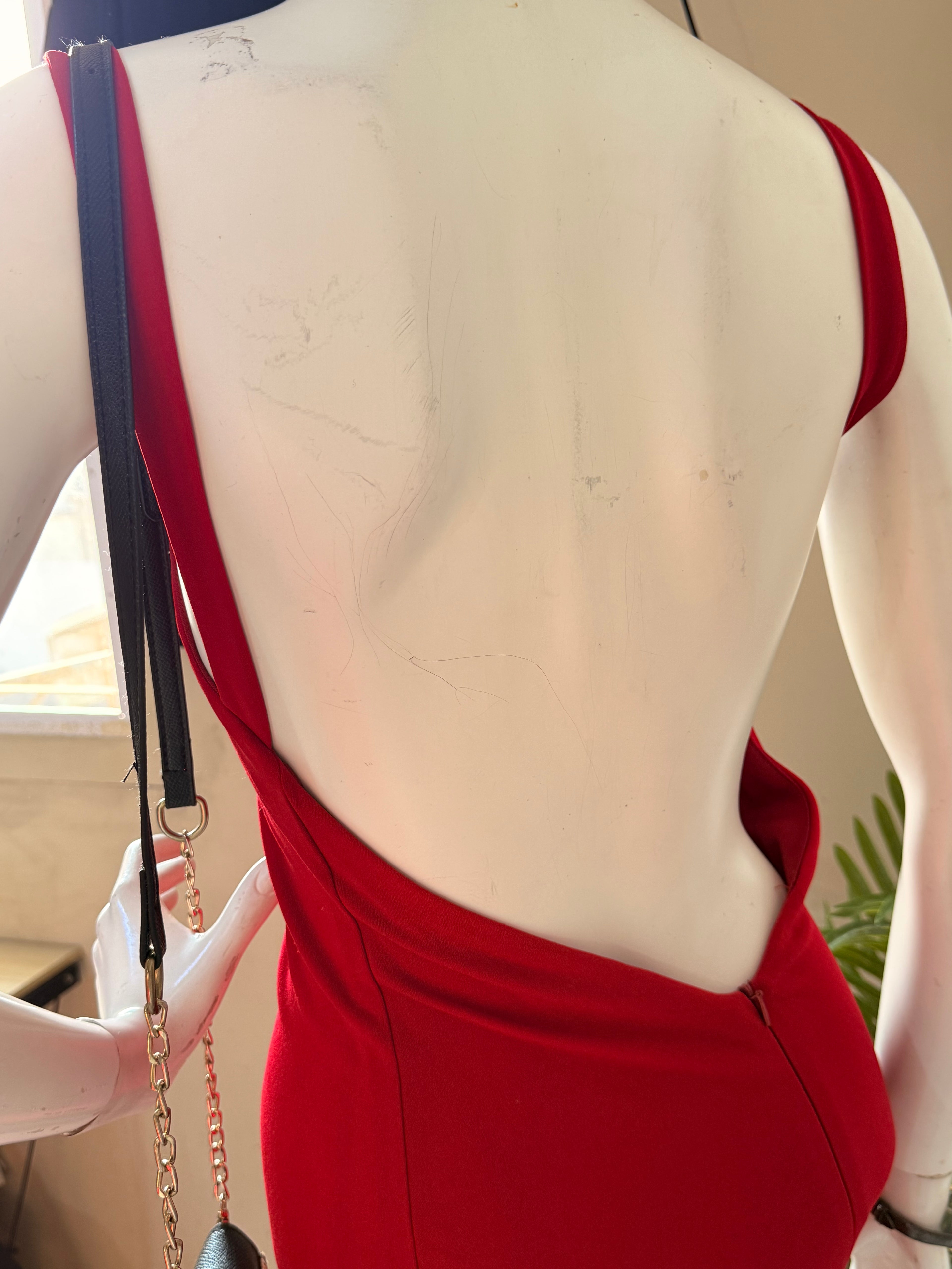 SHEIN Red Open-Back Bodycon Midi Dress – Size Medium | Elegant Party & Date Night Dress
