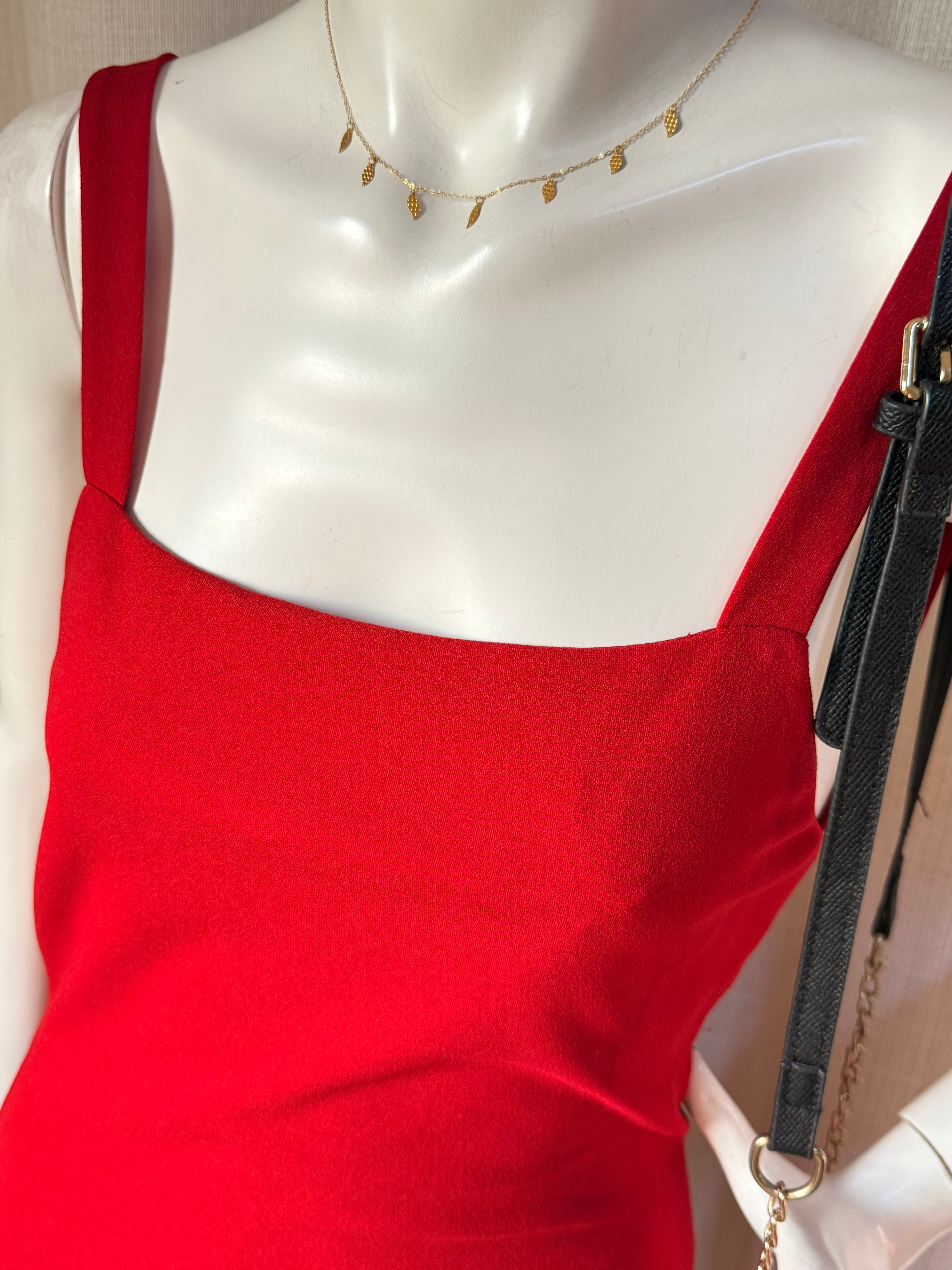 SHEIN Red Open-Back Bodycon Midi Dress – Size Medium | Elegant Party & Date Night Dress
