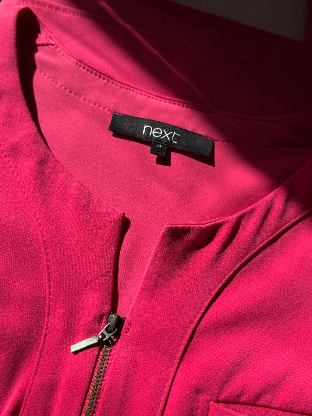 NEXT Fuchsia Drawstring Tunic Dress - Preloved UK 14