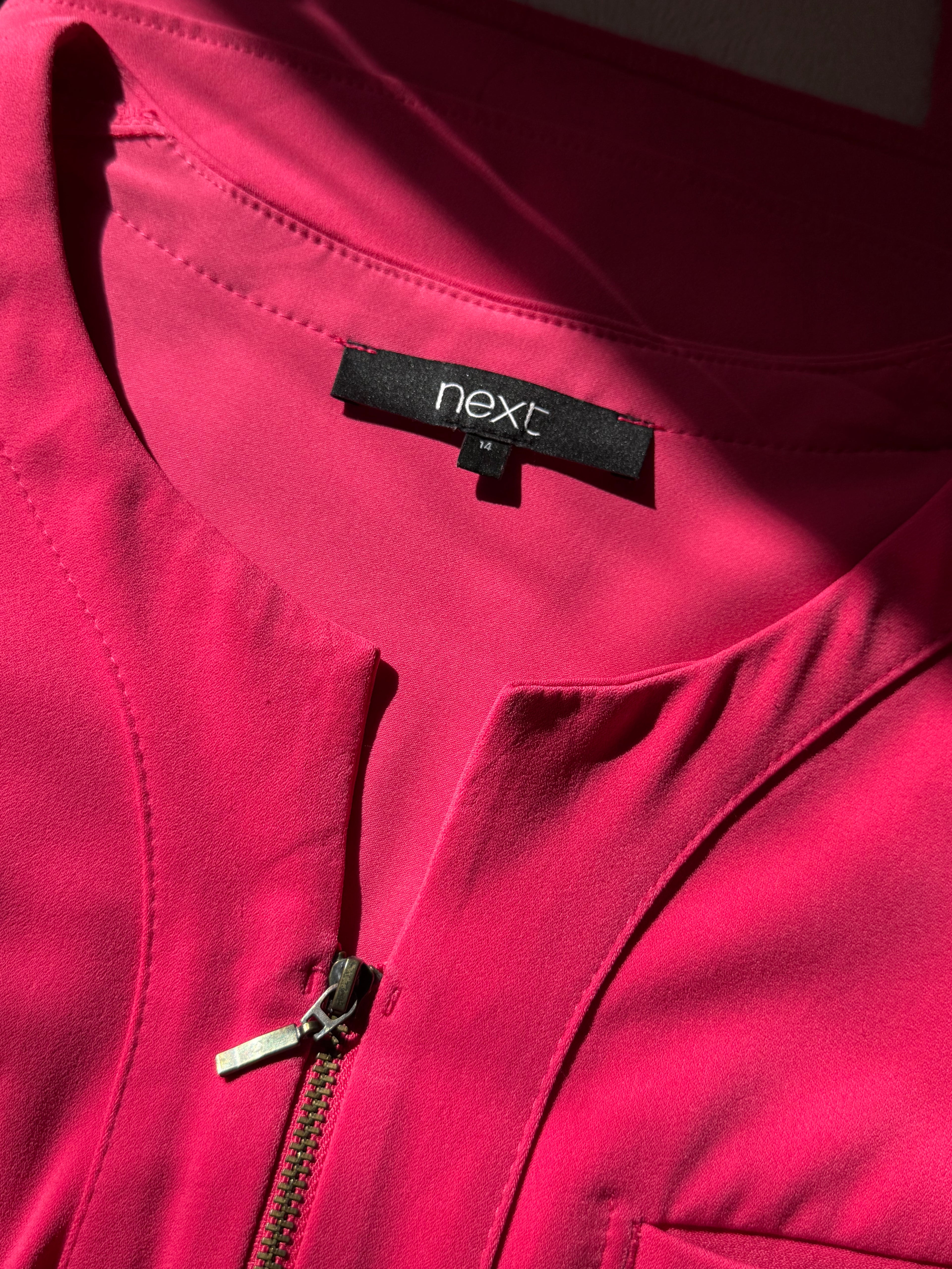 NEXT Fuchsia Drawstring Tunic Dress - Preloved UK 14