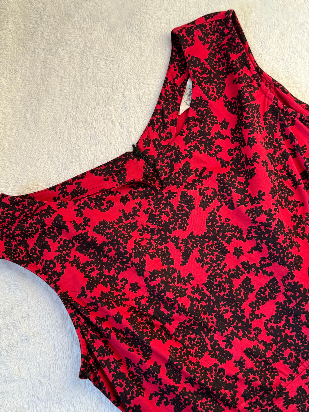 Adini Red & Black Print Sleeveless Dress | MEDIUM