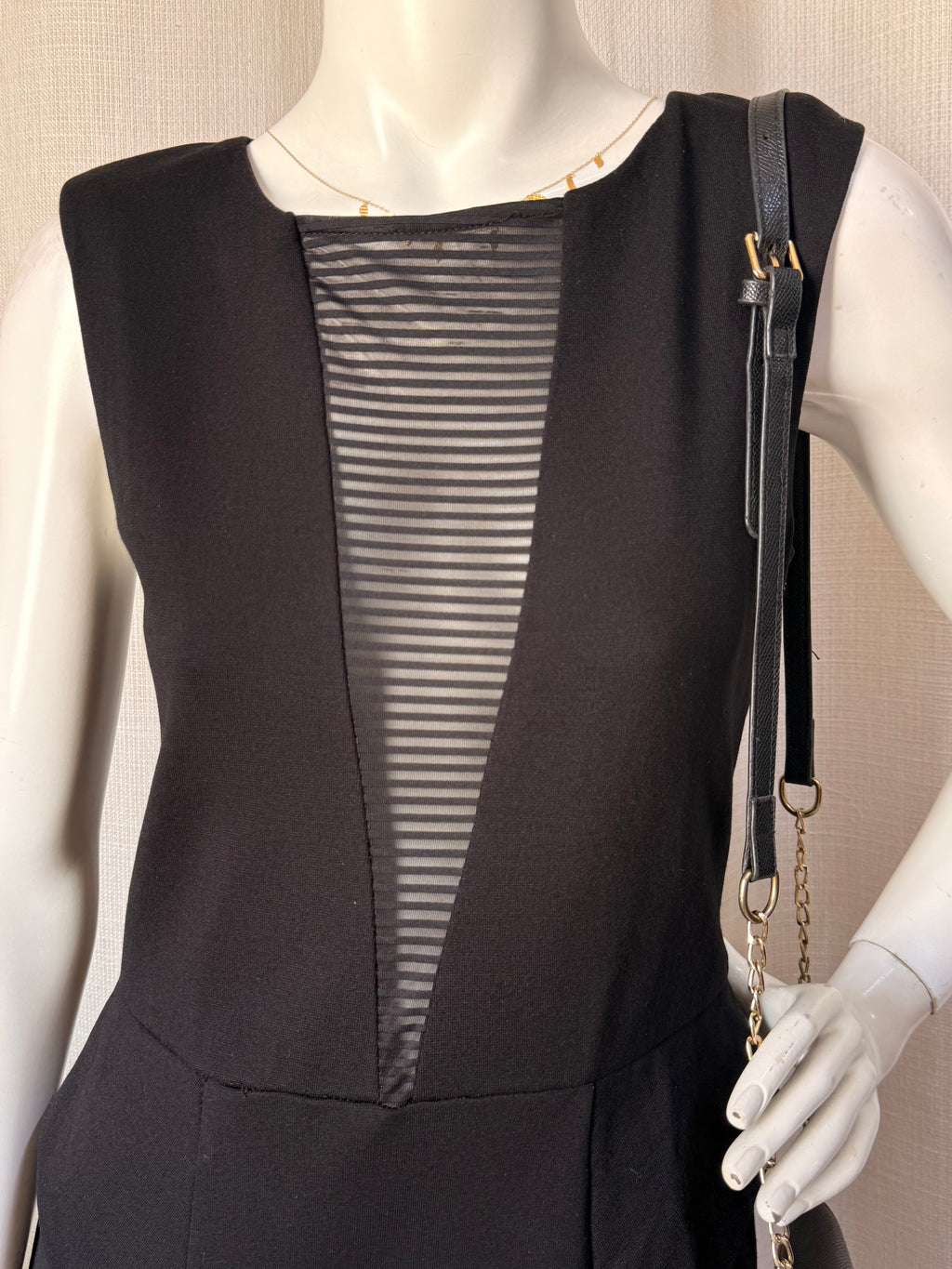 River Island Black Mesh Panel Midi Cocktail Dress (Size M)