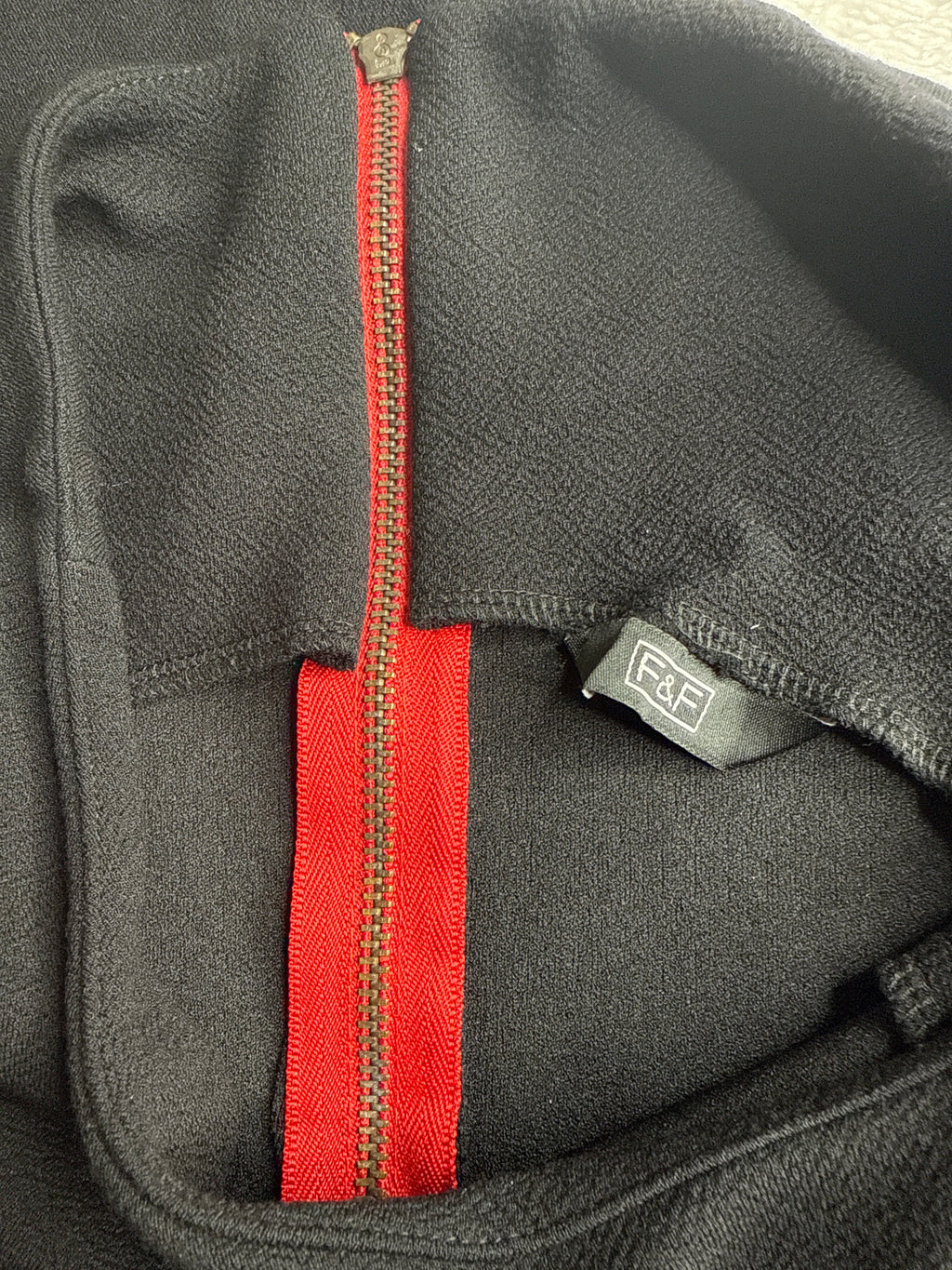 F&F Black Mini Dress with Red Zipper (Small)