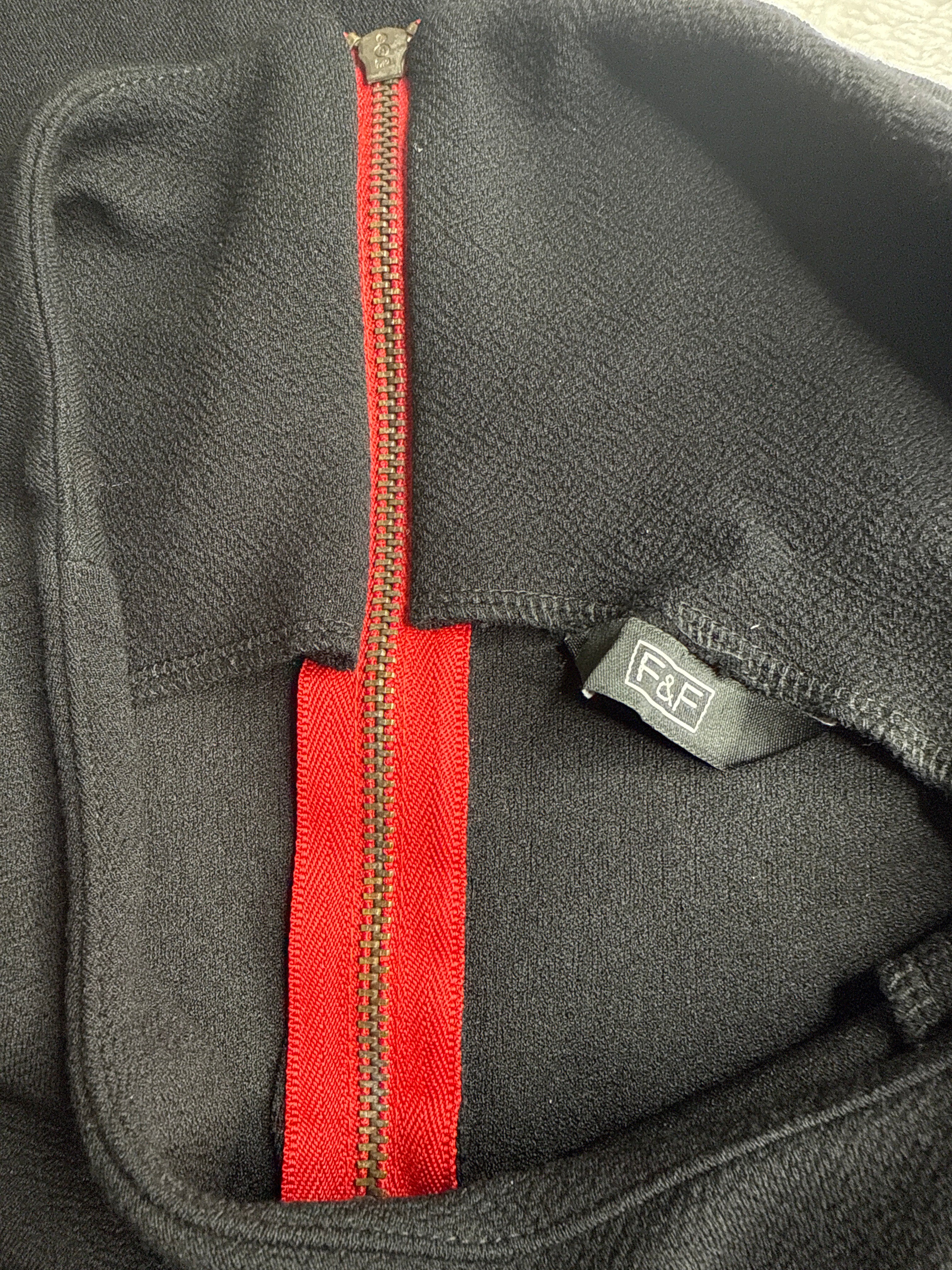 F&F Black Mini Dress with Red Zipper (Small)