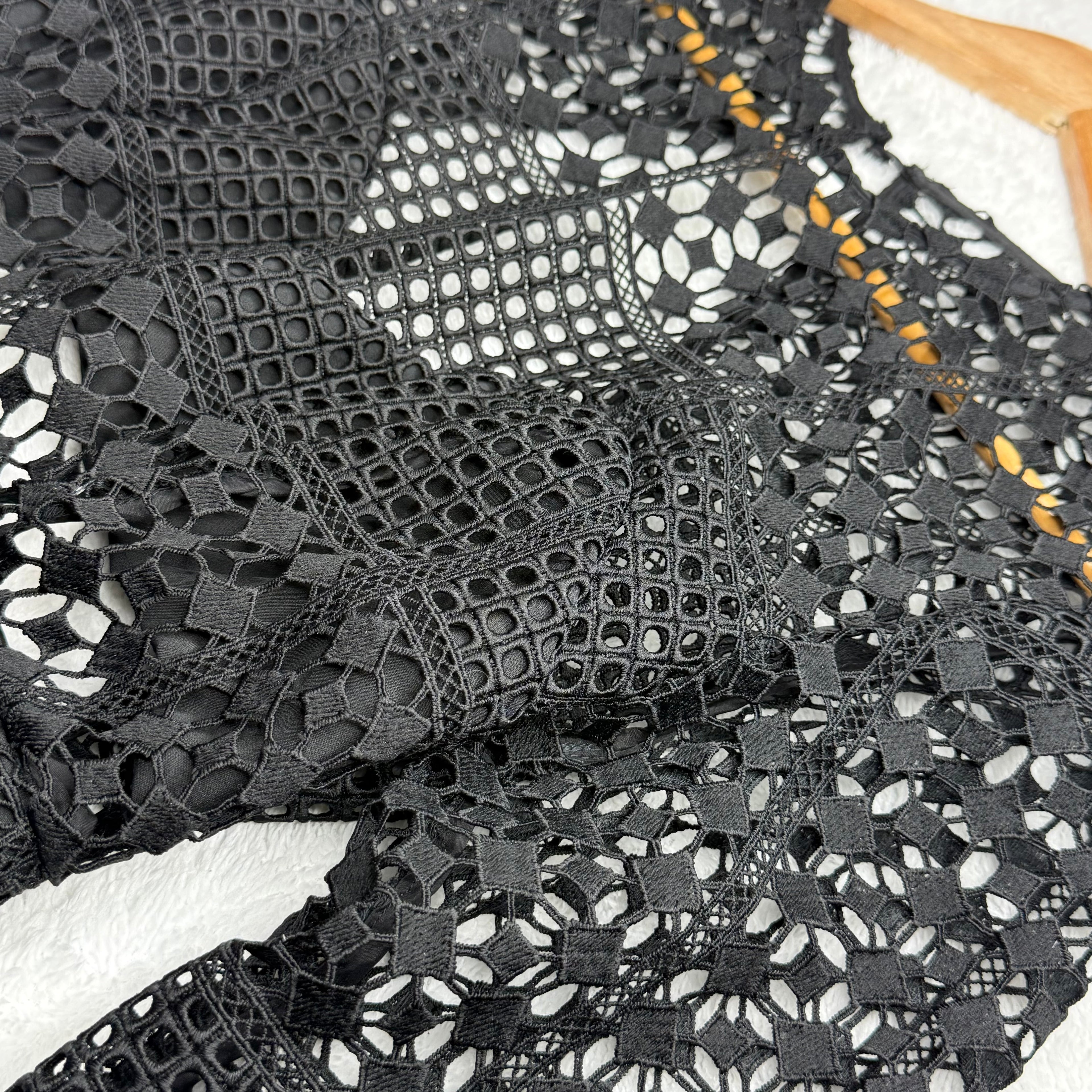 Kookai Black Lace Long-Sleeve Mini Dress with Open Back (Like New)