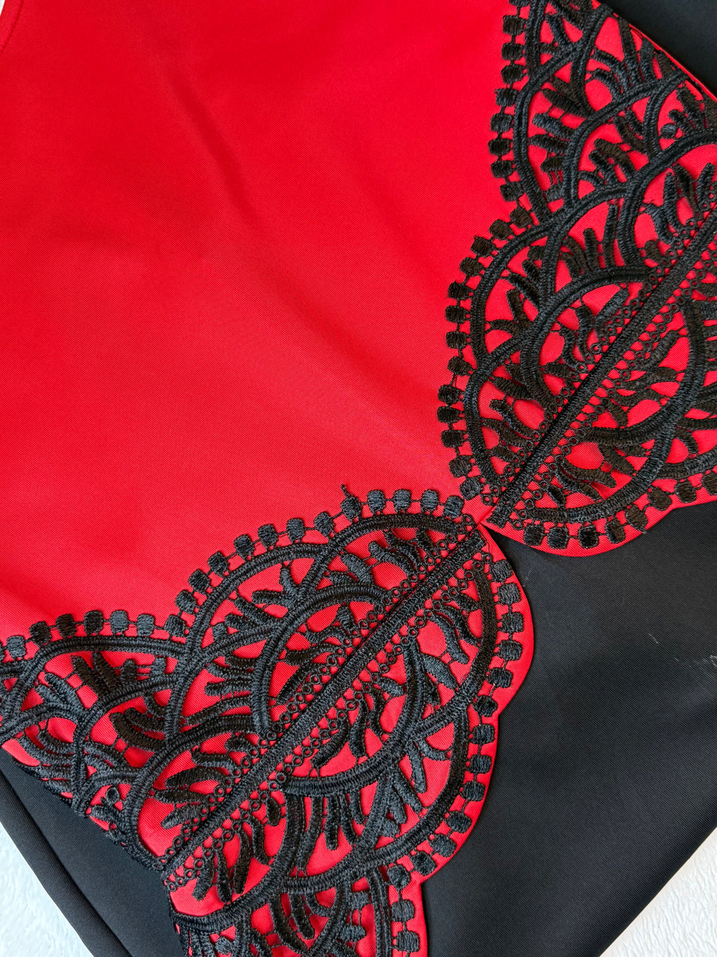 Jolie Moi Black & Red Lace Peplum Dress | UK 16