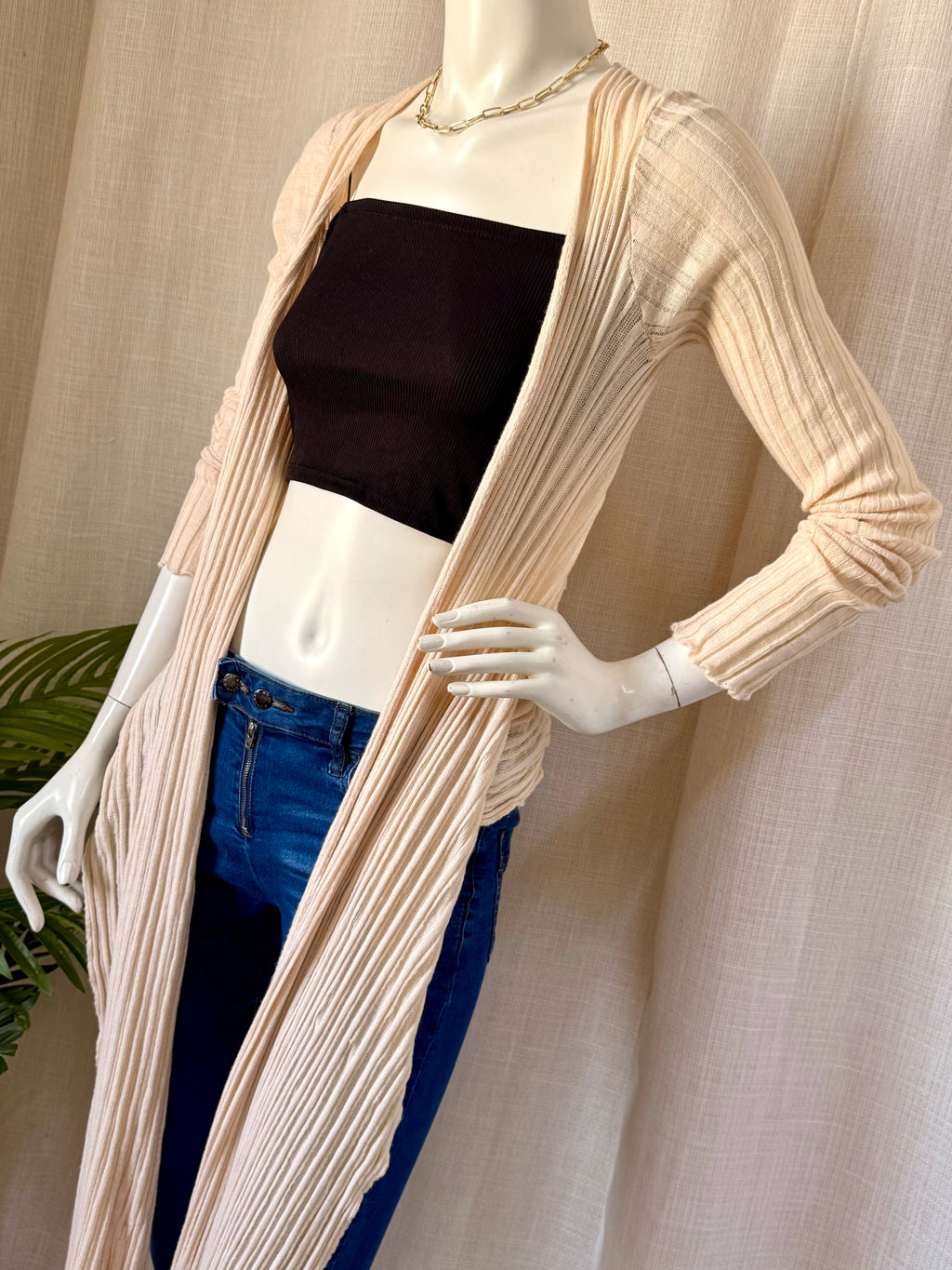IOANNA KOURBELA Ribbed Longline Cardigan - Small