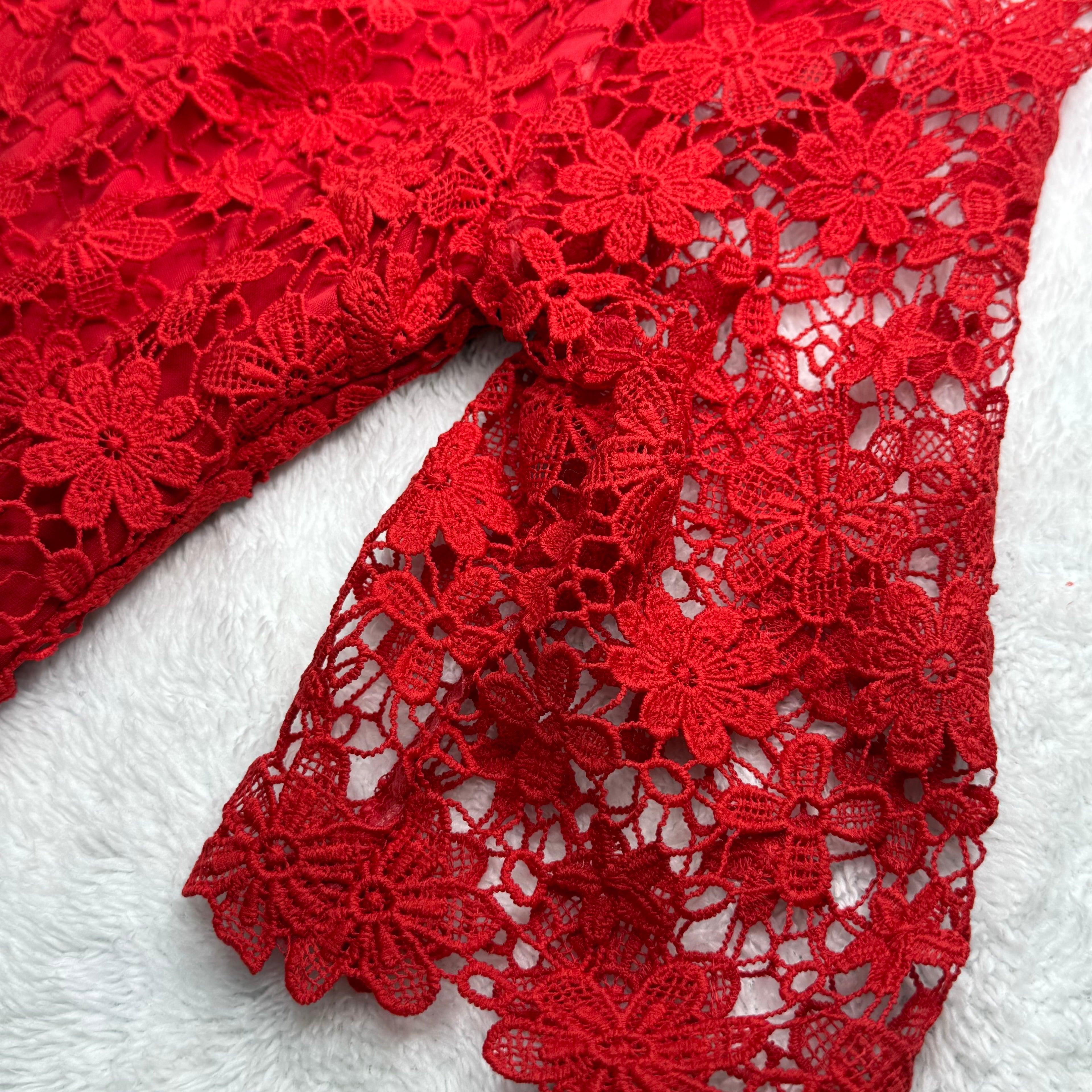 F&F Red Floral Lace Shift Dress
