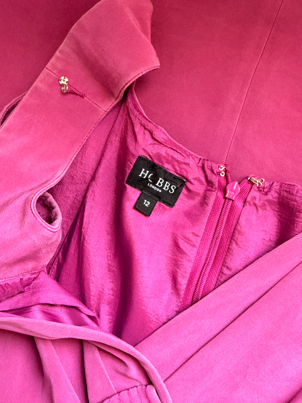 Hobbs London Magenta Silk-Mix Wrap Dress