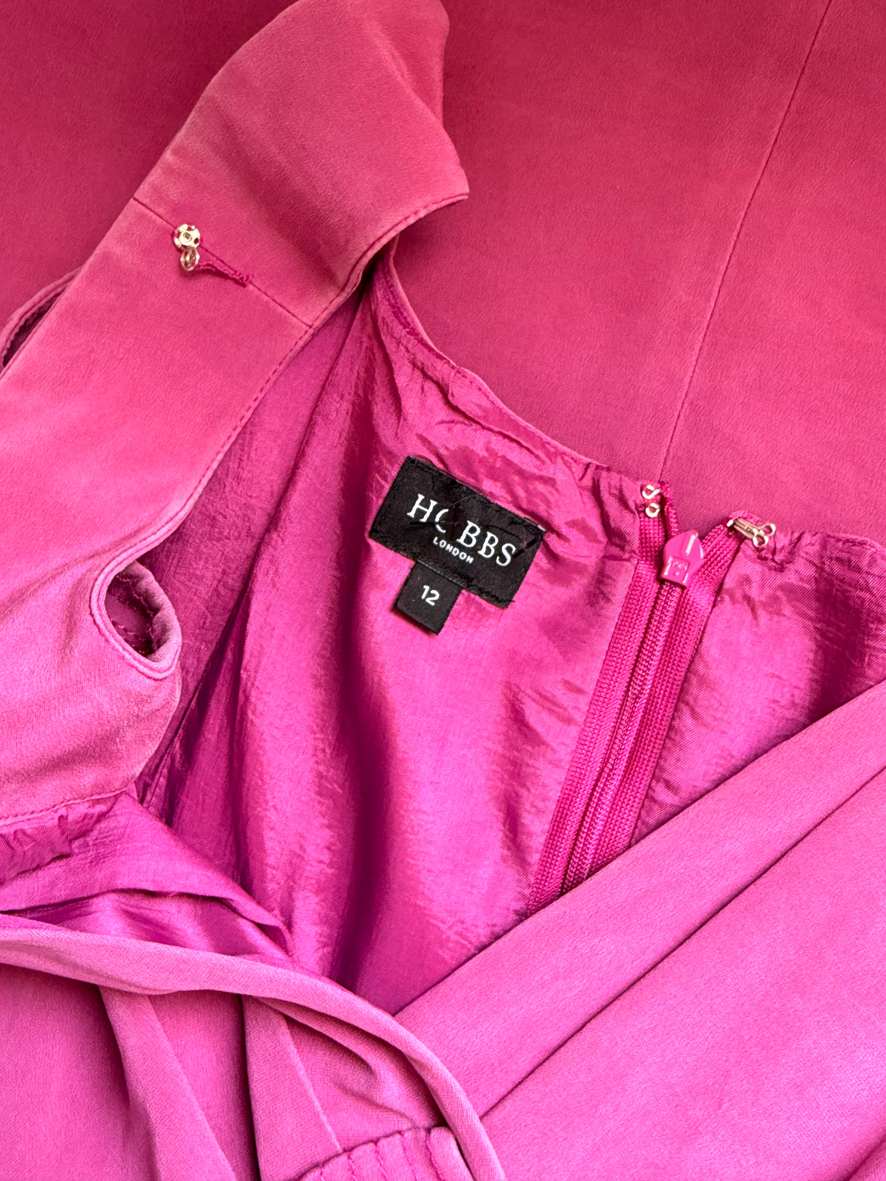 Hobbs London Magenta Silk-Mix Wrap Dress