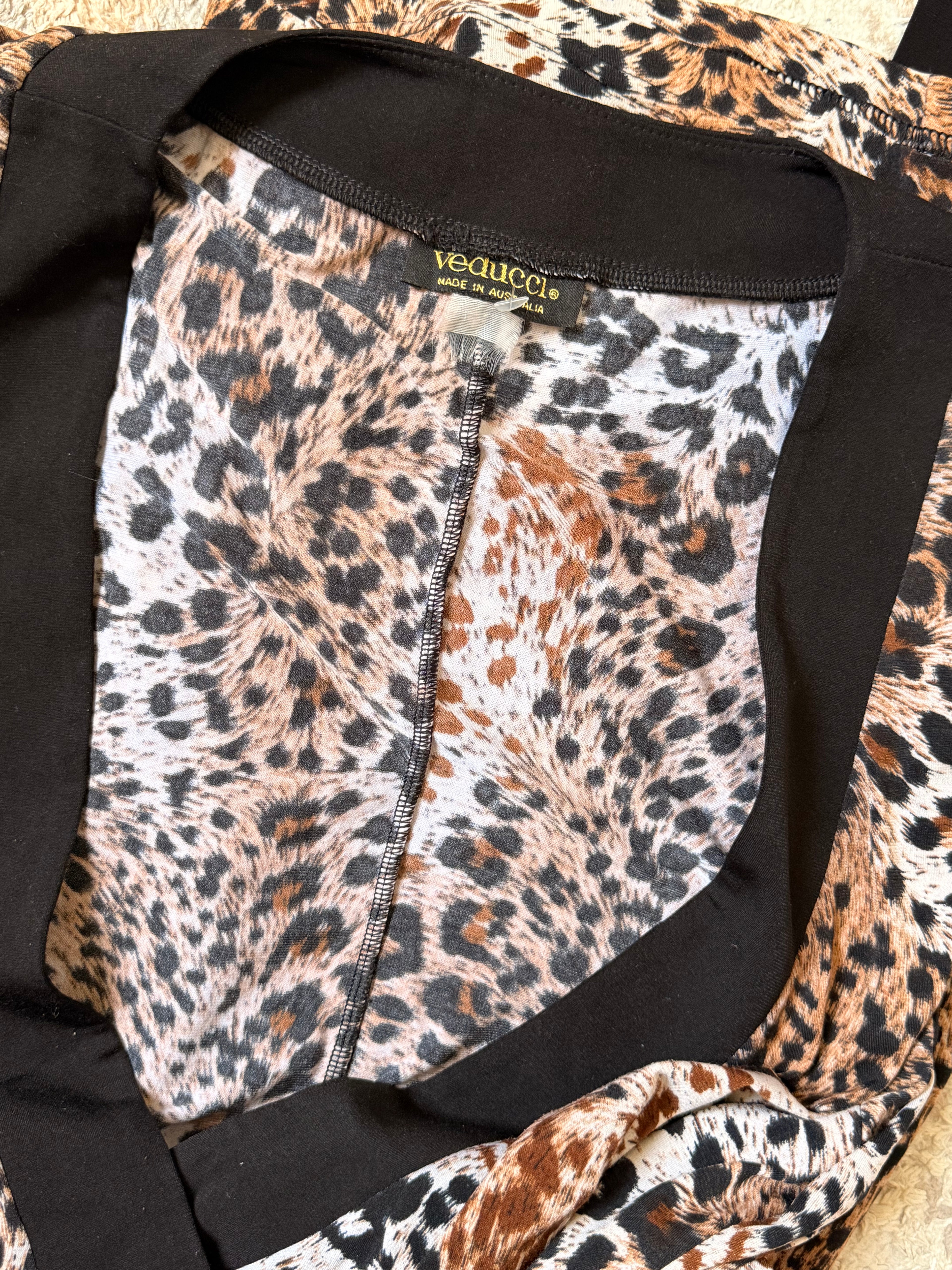 Verducci Australian Leopard Print Wrap Mini Dress - Brown & Black Animal Print - One Size