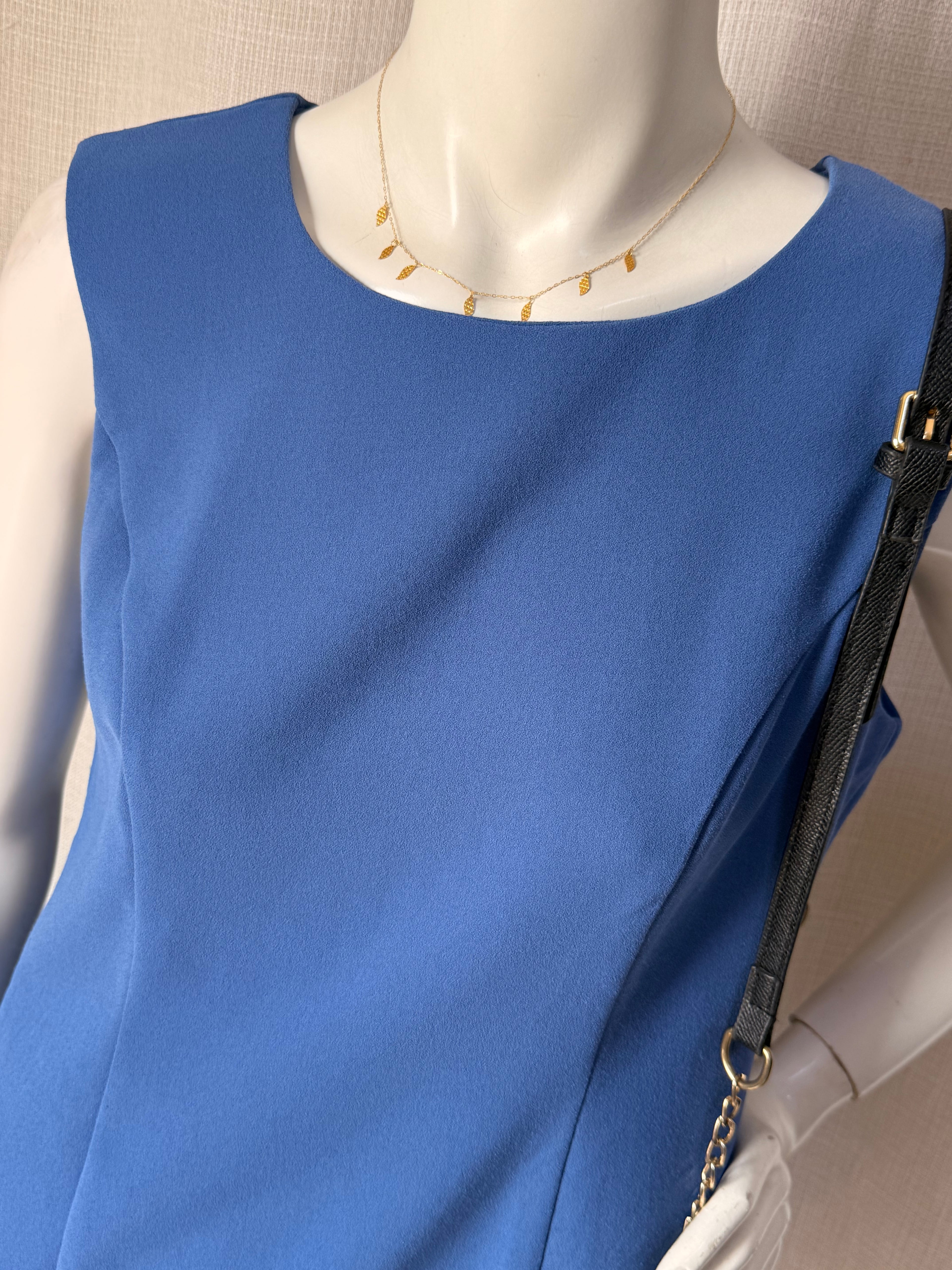 Cornflower Blue Sleeveless Sheath Dress – Size L | Elegant Work & Occasion Dress