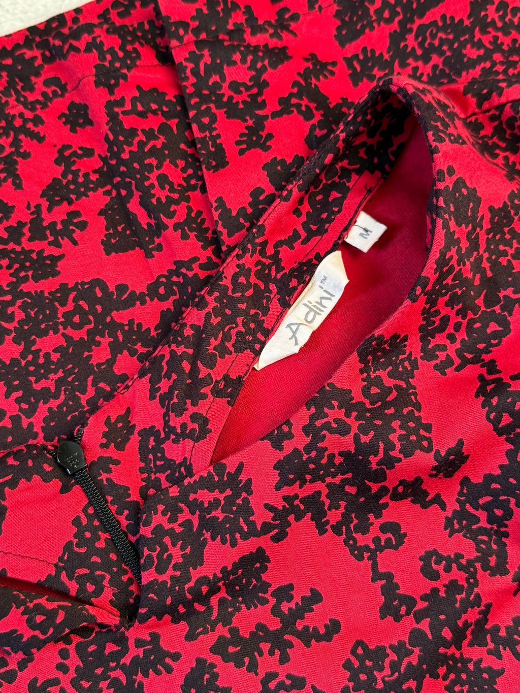 Adini Red & Black Print Sleeveless Dress | MEDIUM