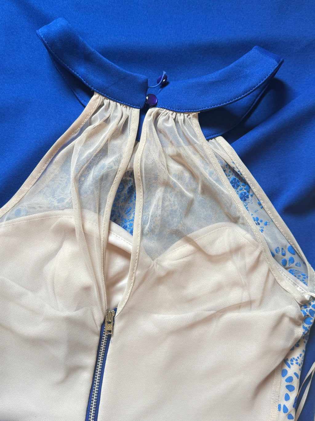 💙 Amy Child Royal Blue & Lace Halter Dress (UK 8)