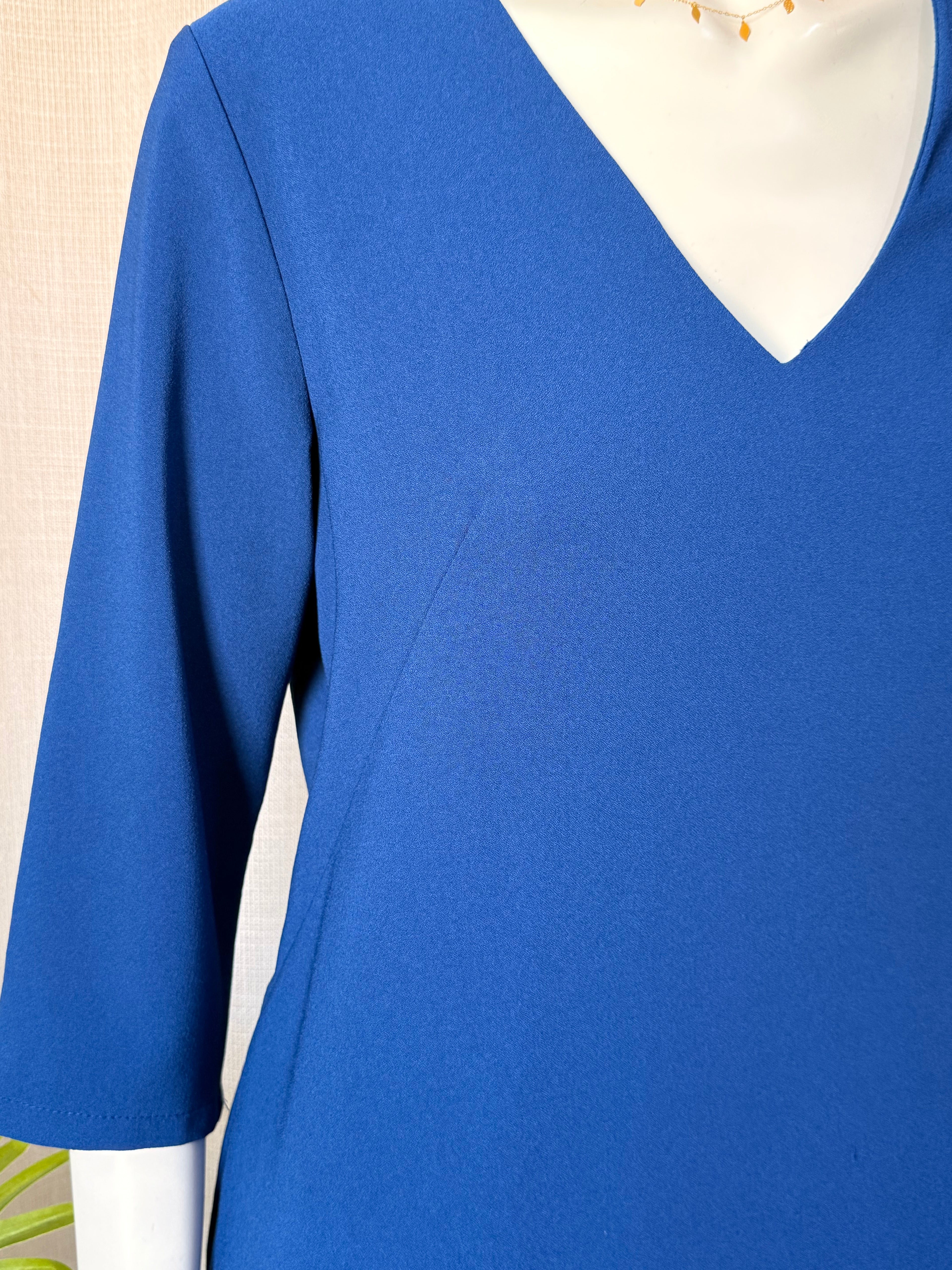 Roulette Royal Blue V-Neck Shift Dress